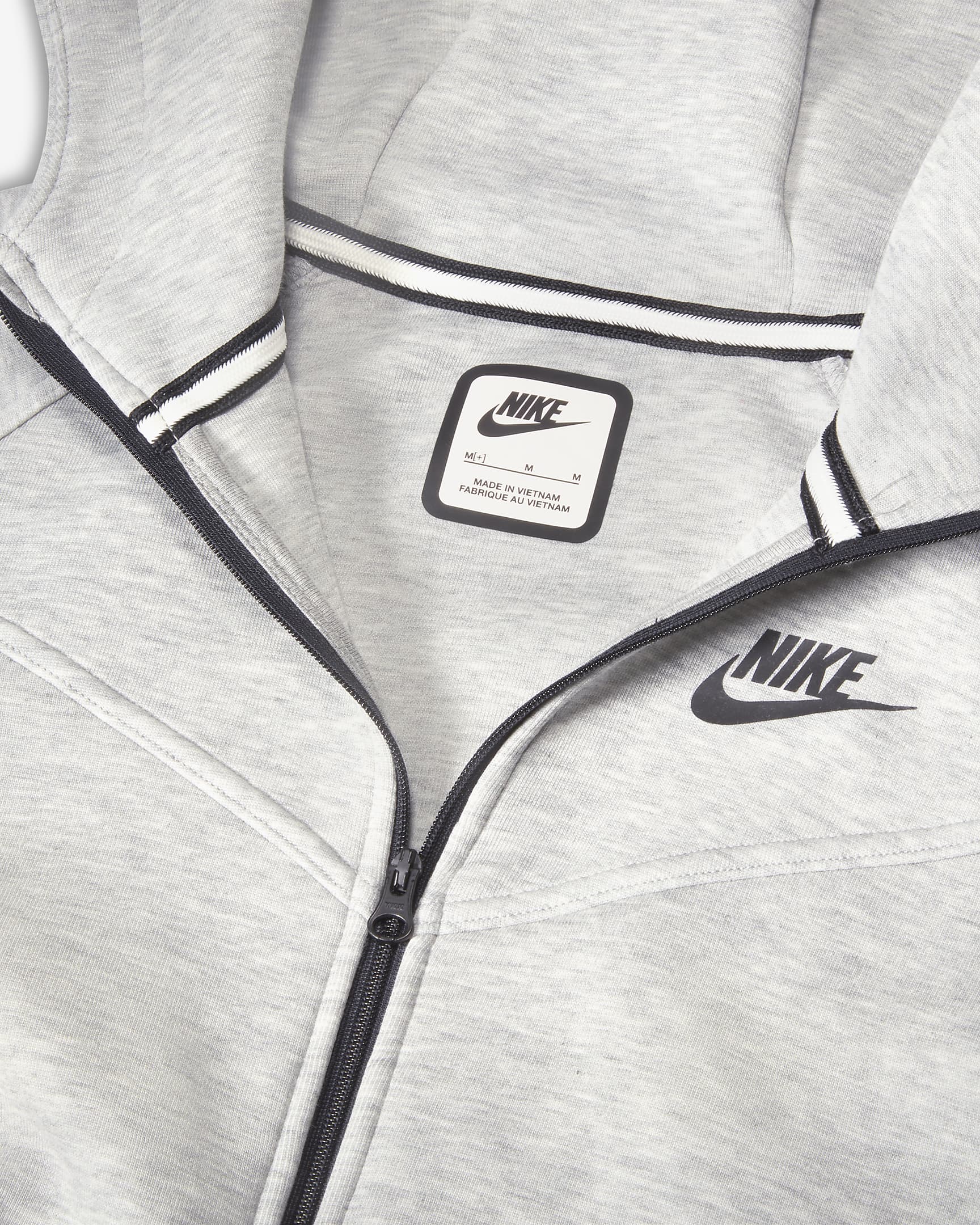 Mikina Nike Sportswear Tech Fleece s kapucí pro větší děti (dívky) a zipem po celé délce (rozšířená velikost) - Dark Grey Heather/Černá/Černá