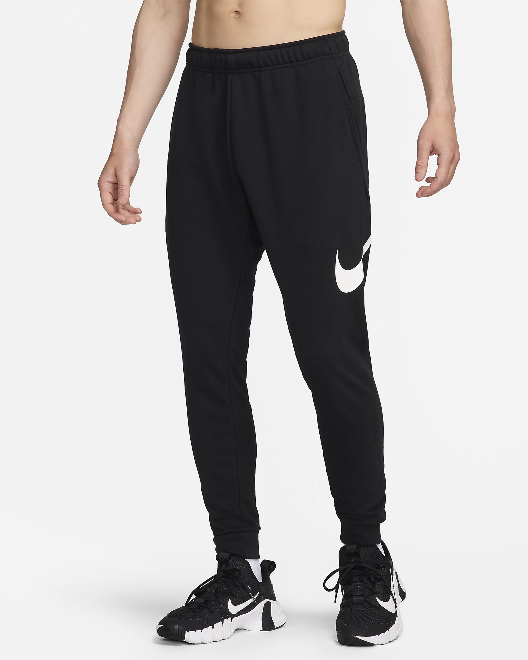 Nike Dri-FIT Men's Tapered Training Trousers - Black/White