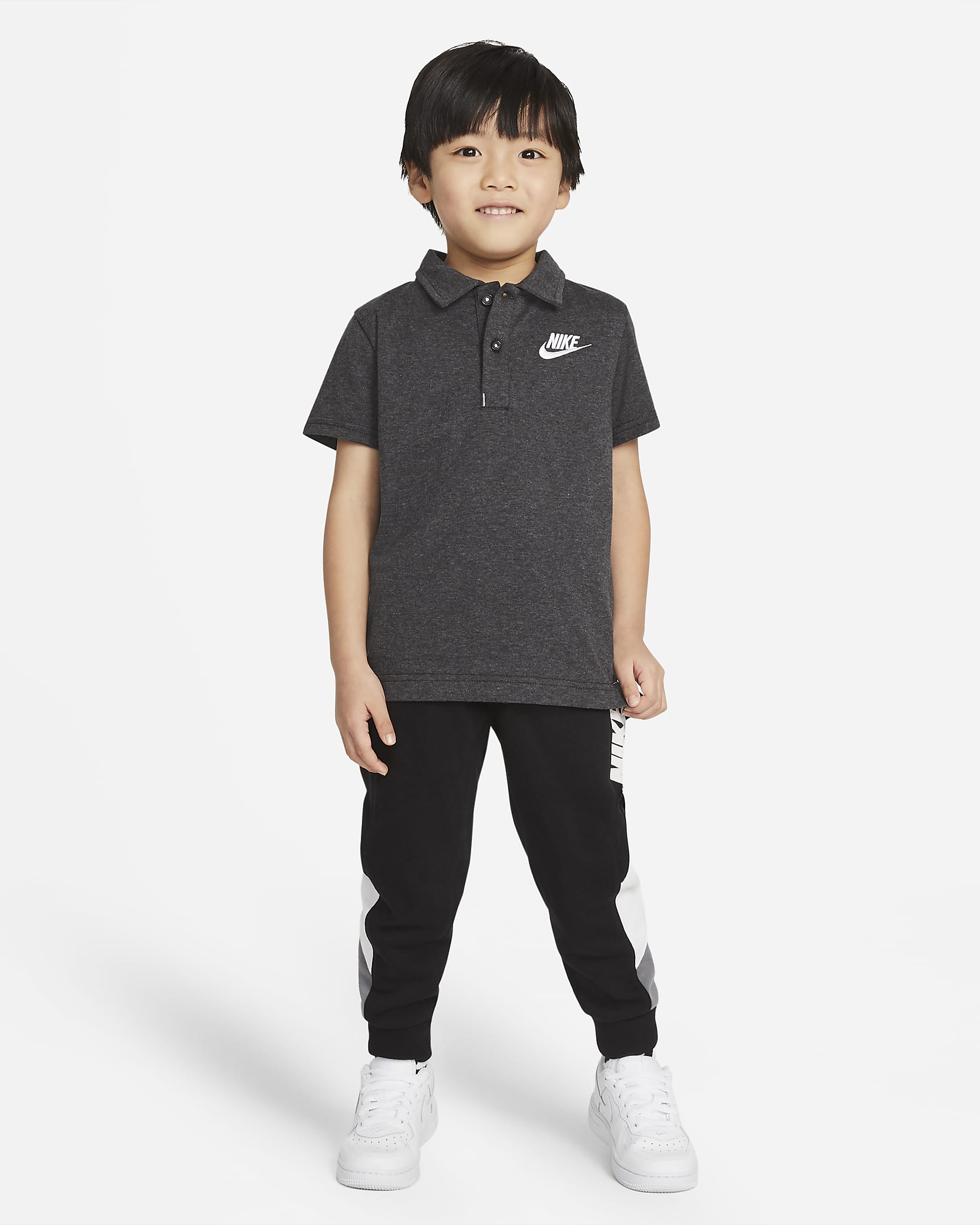 Nike Dri-FIT Toddler Polo Top - Black Heather