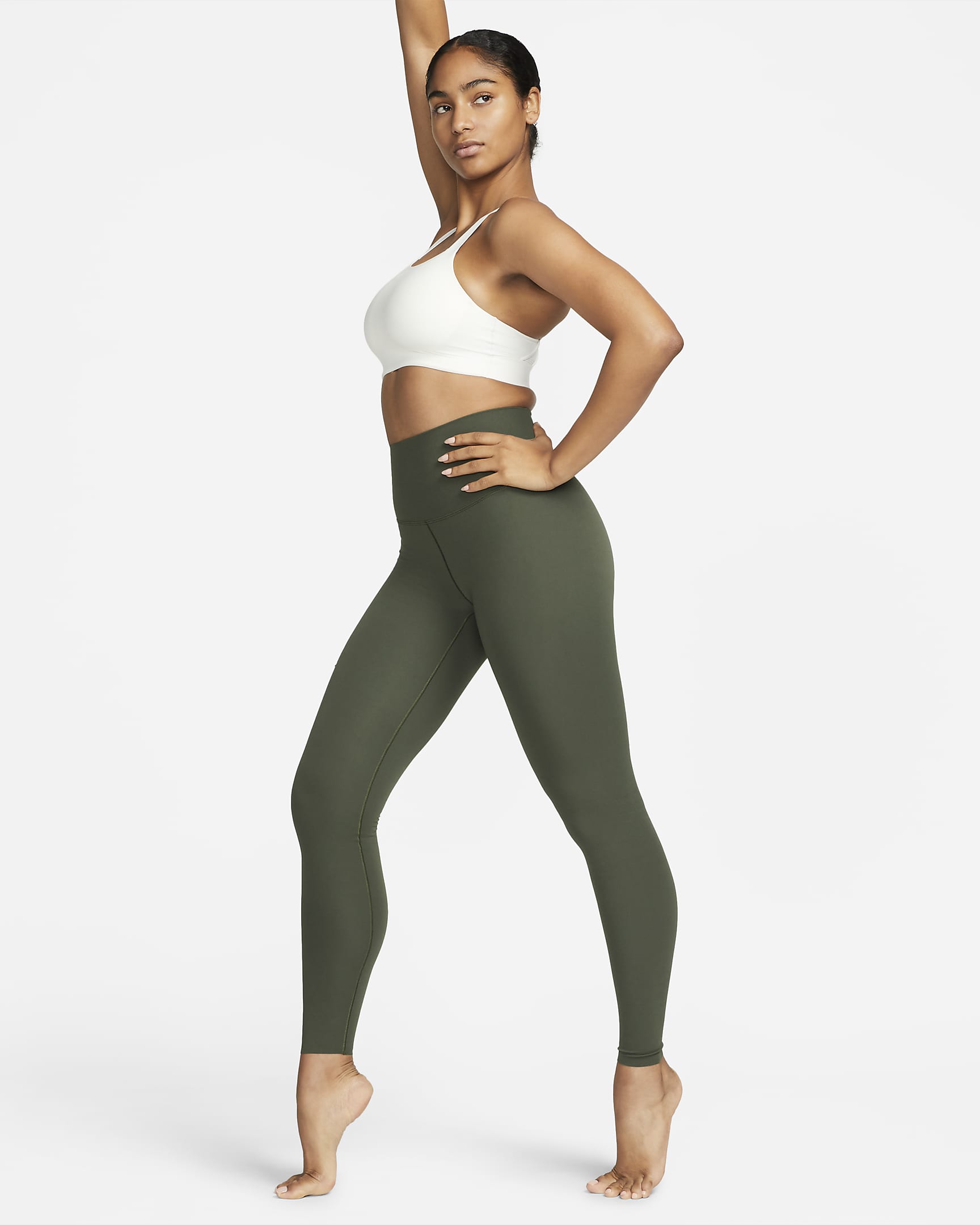 Nike Zenvy Leggings in voller Länge mit sanftem Halt und hohem Taillenbund für Damen - Cargo Khaki/Schwarz