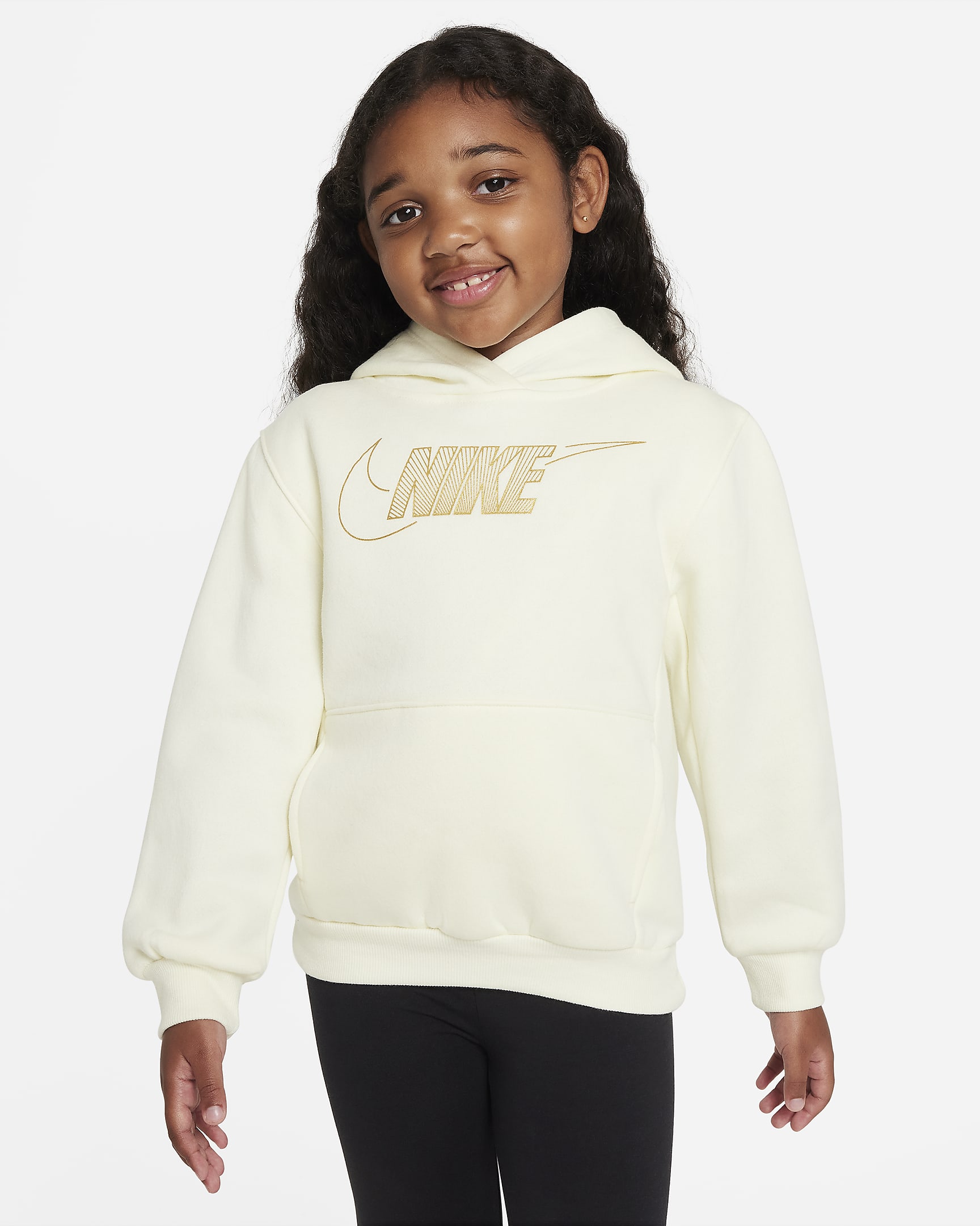 Nike Sportswear Club Fleece Holiday Shine Hoodie Little Kids Hoodie - Coconut Milk