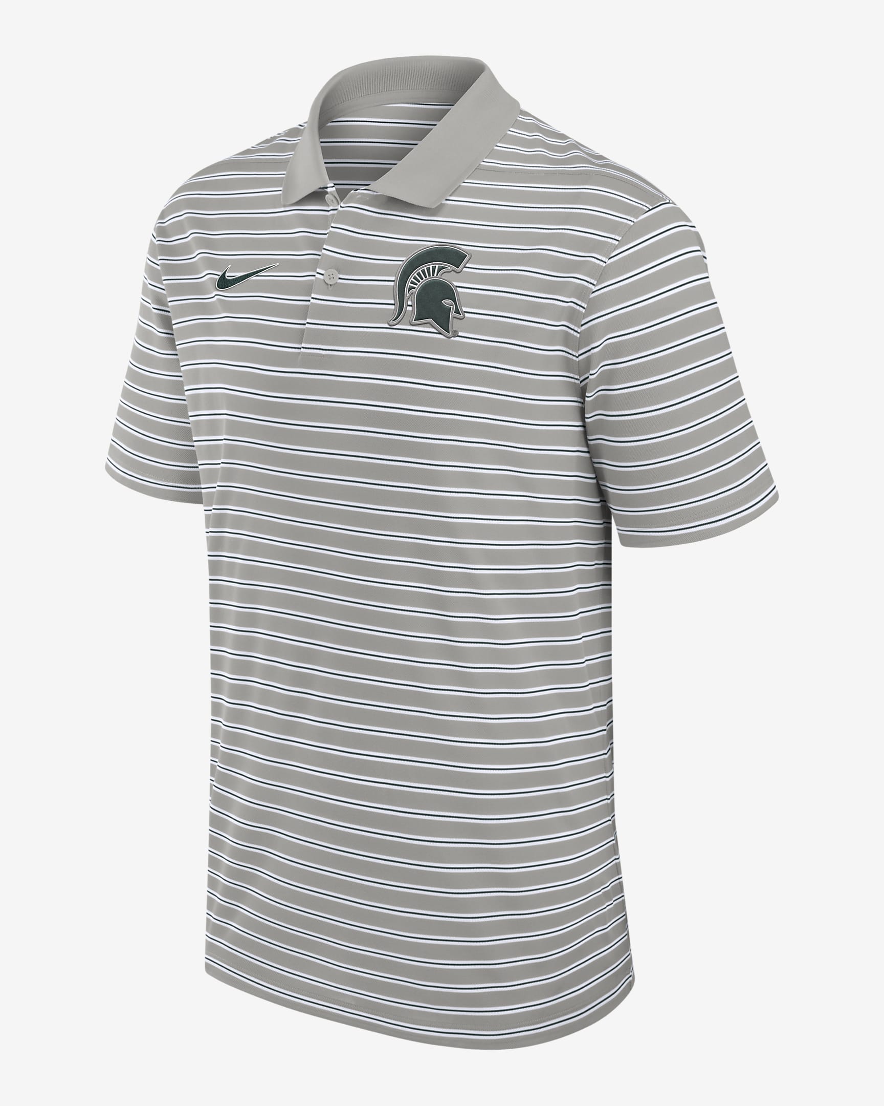 Michigan State Spartans Primetime Victory Striped Men's Nike Dri-FIT College Polo - Pewter