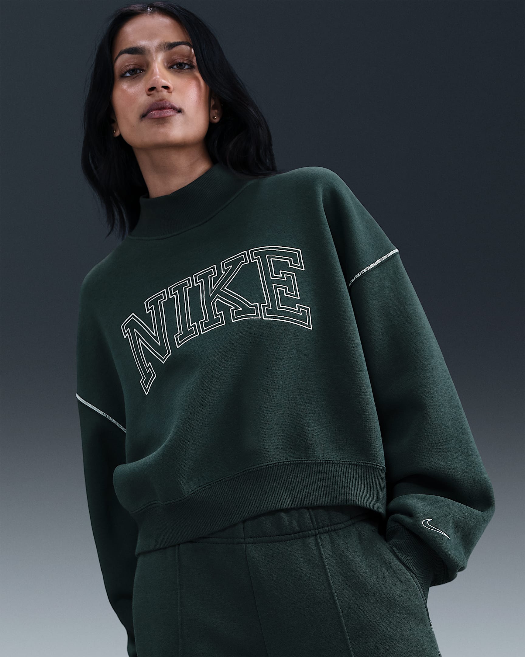 Nike Sportswear Phoenix Fleece Women's Mock-Neck Sweatshirt - Seaweed