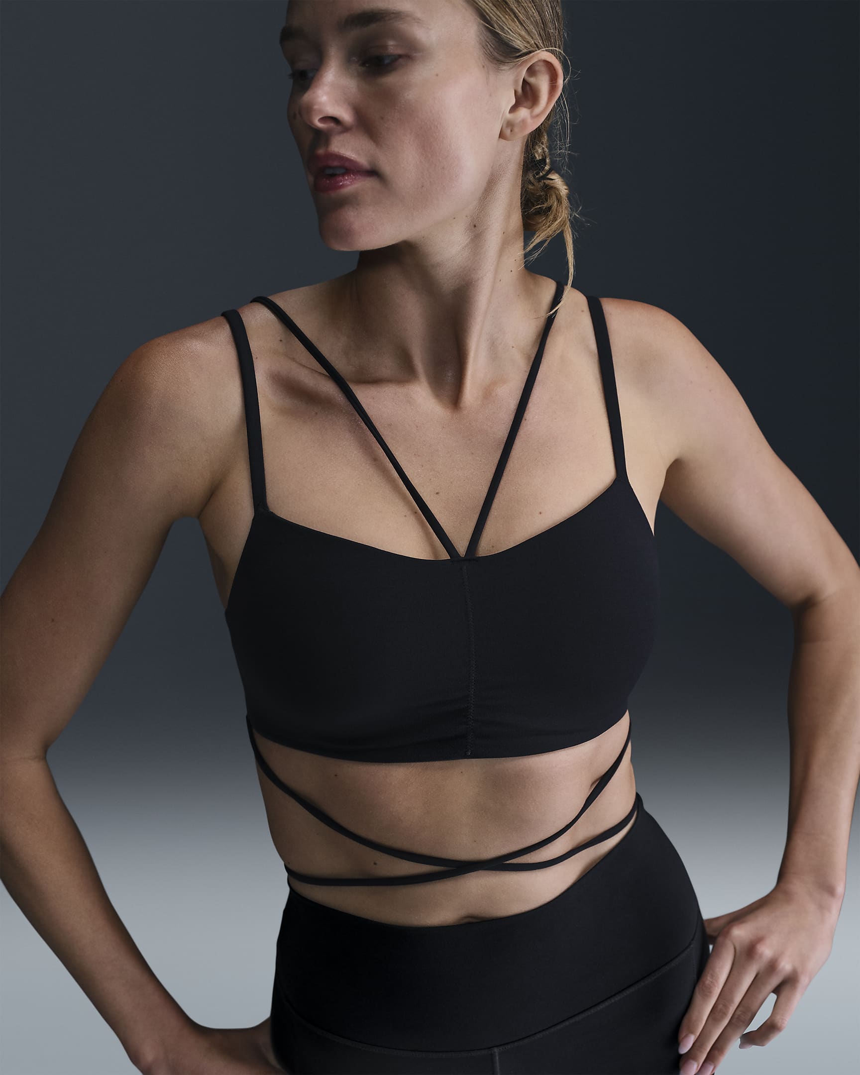 Nike Zenvy Strappy Wrap Women's Light-Support Padded Sports Bra - Black/Black