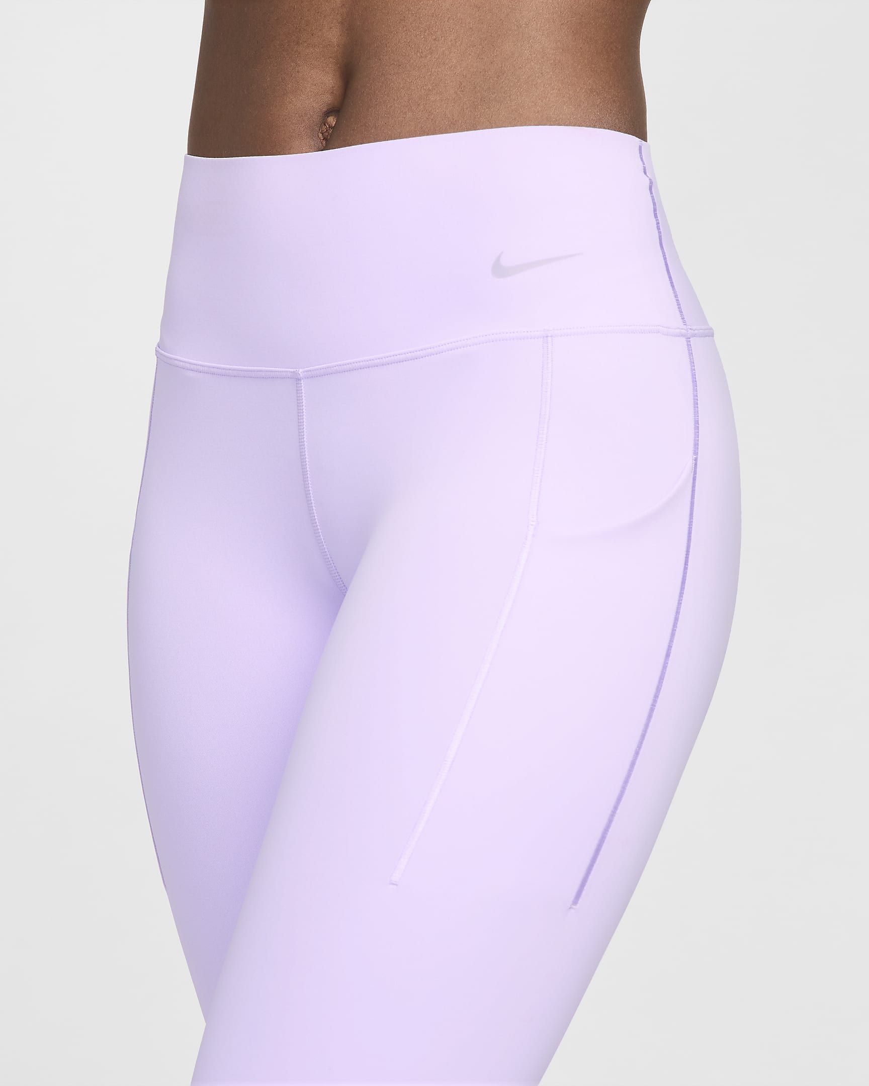 Nike Universa Women's Medium-Support Mid-Rise Full-Length Leggings with Pockets - Lilac Bloom/Black