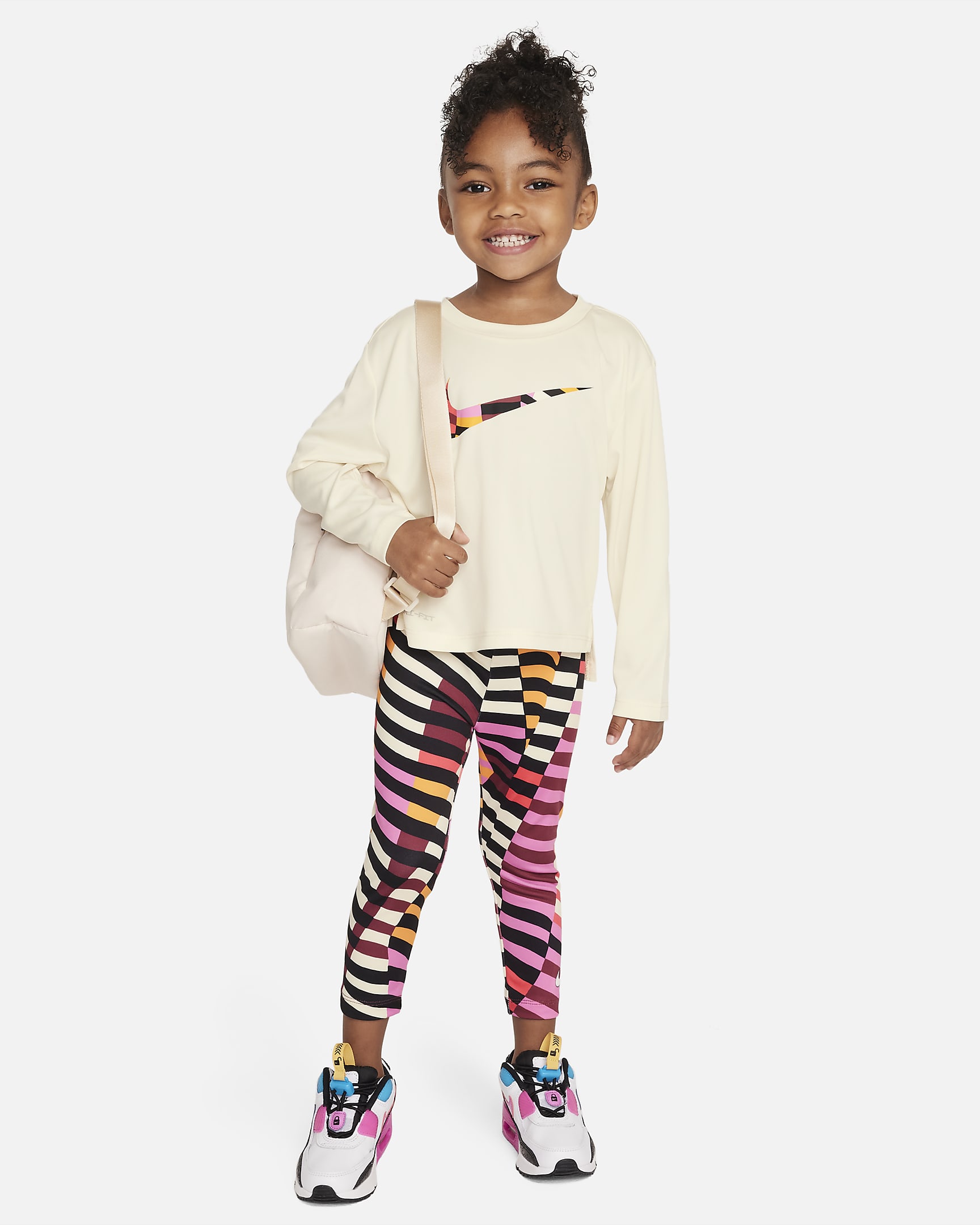 Nike Long Sleeve Tee and Printed Leggings Set Toddler 2-Piece Dri-FIT Set - Noble Red
