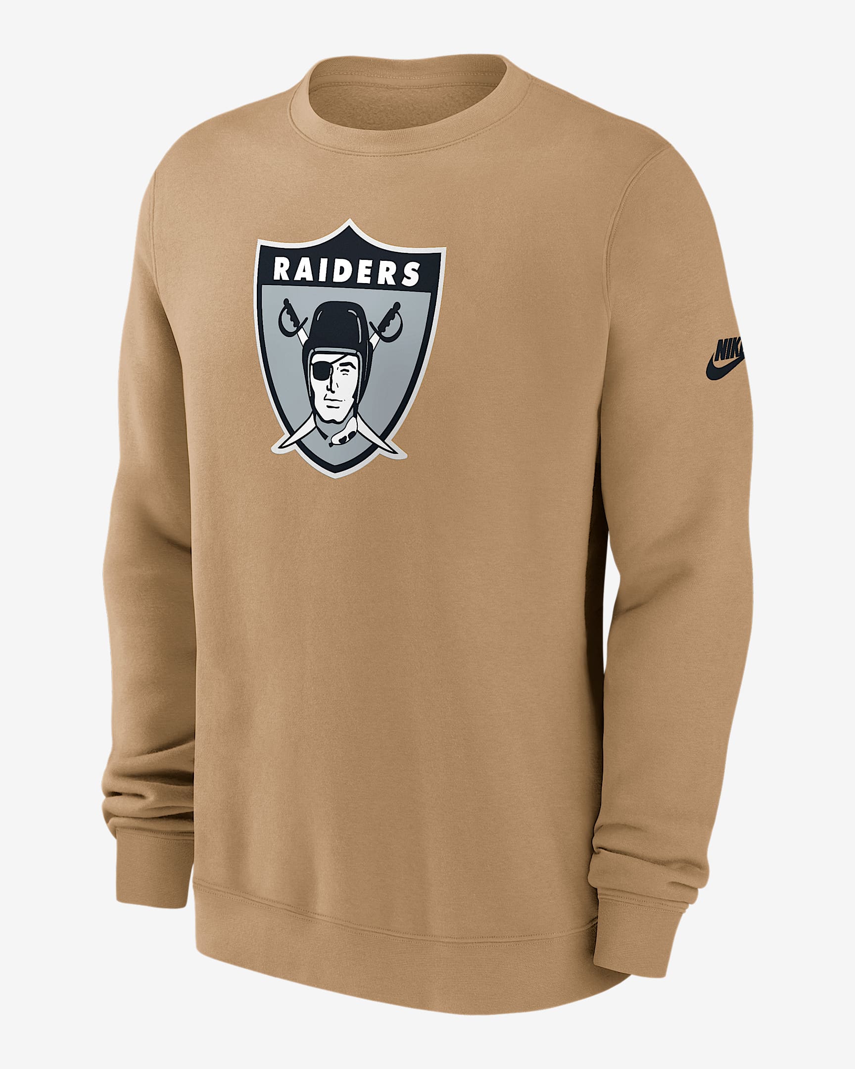 Sudadera de cuello redondo sin cierre Nike de la NFL para hombre Las Vegas Raiders Swing Pass Rewind Club - Tostado/Beige