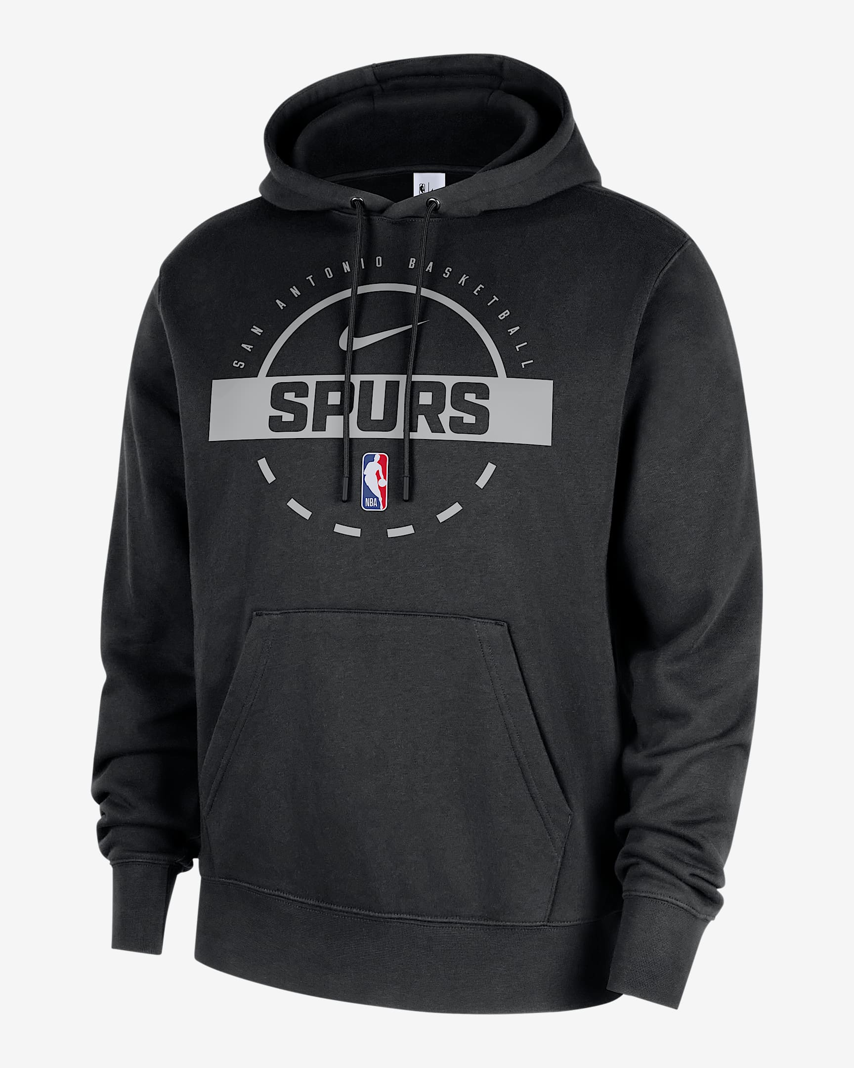 San Antonio Spurs Club Men's Nike NBA Practice Pullover Hoodie - Black/Flat Silver