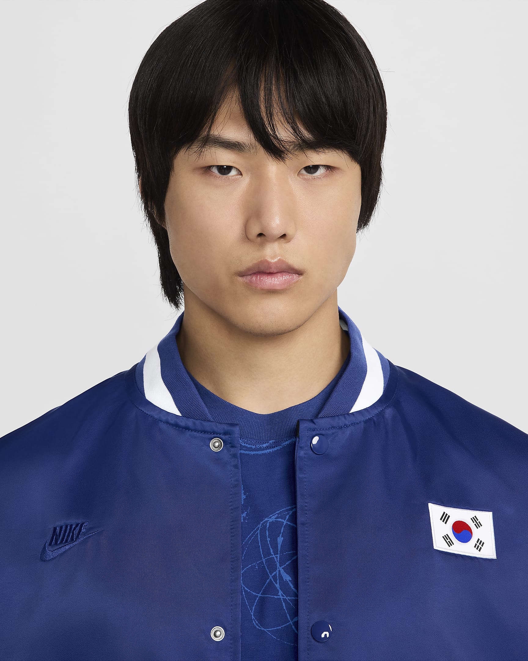 Korea Dugout Men's Nike Breaking Satin Jacket - Deep Royal Blue/White/Old Royal