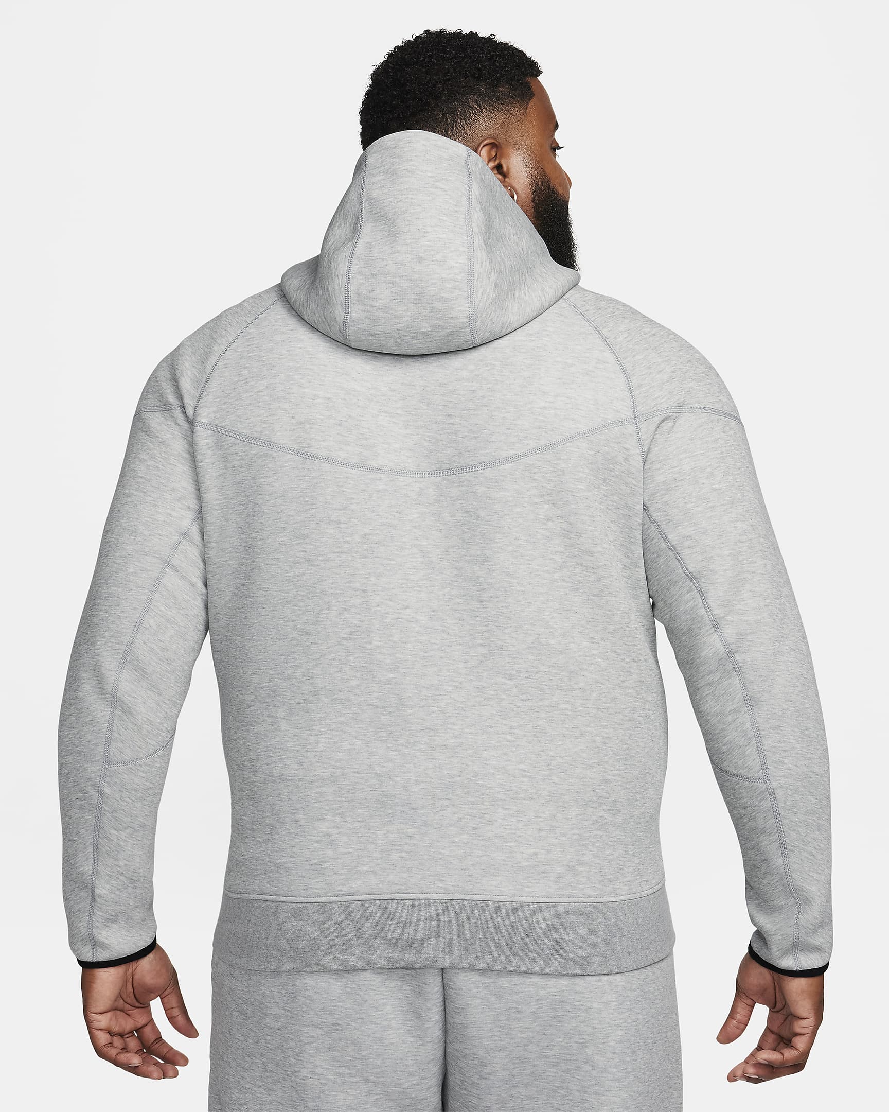 Pánská mikina s kapucí a dlouhým zipem Nike Sportswear Tech Fleece Windrunner - Dark Grey Heather/Černá