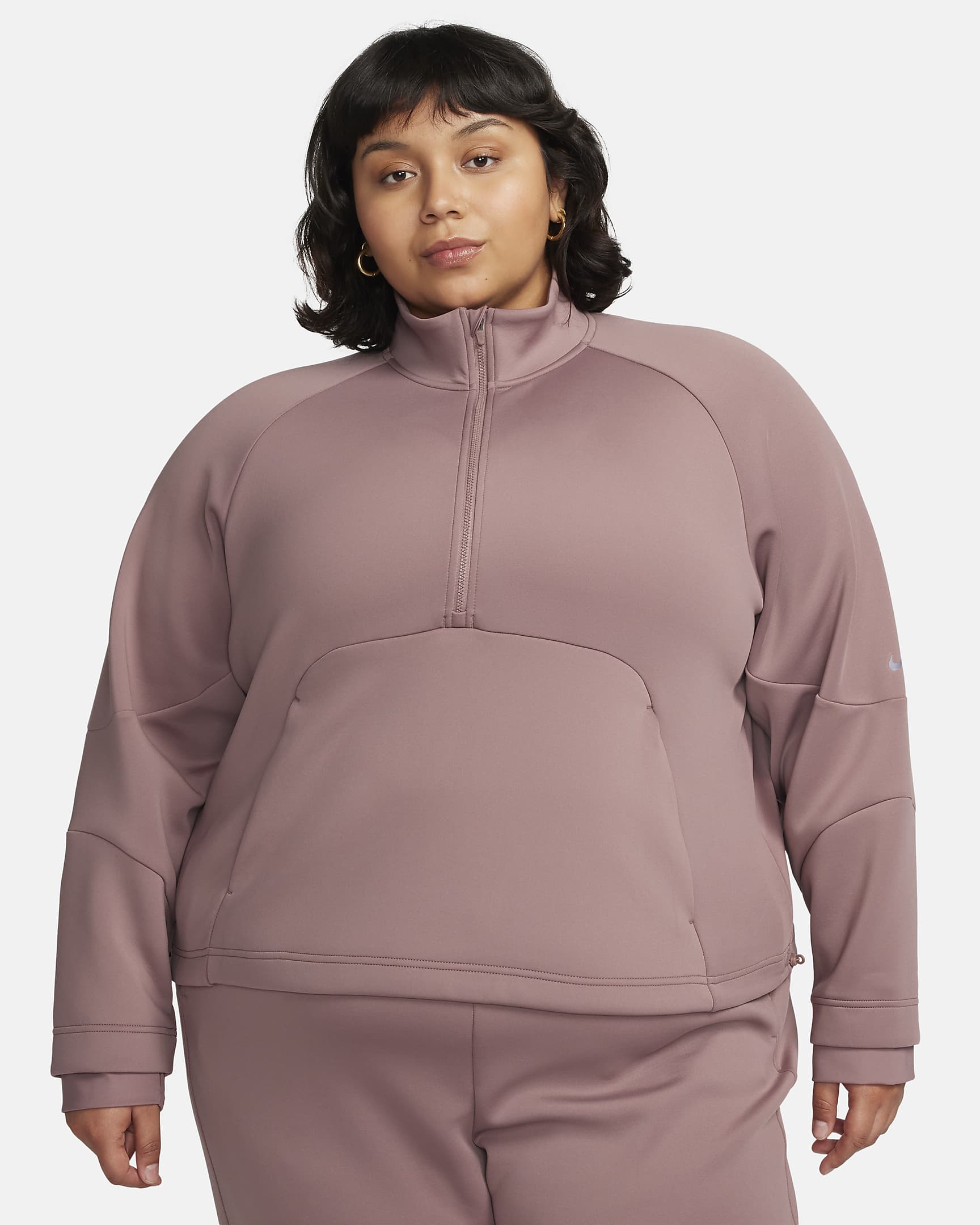 Nike Dri-FIT Prima Women's 1/2-Zip Training Top (Plus Size) - Smokey Mauve/Black