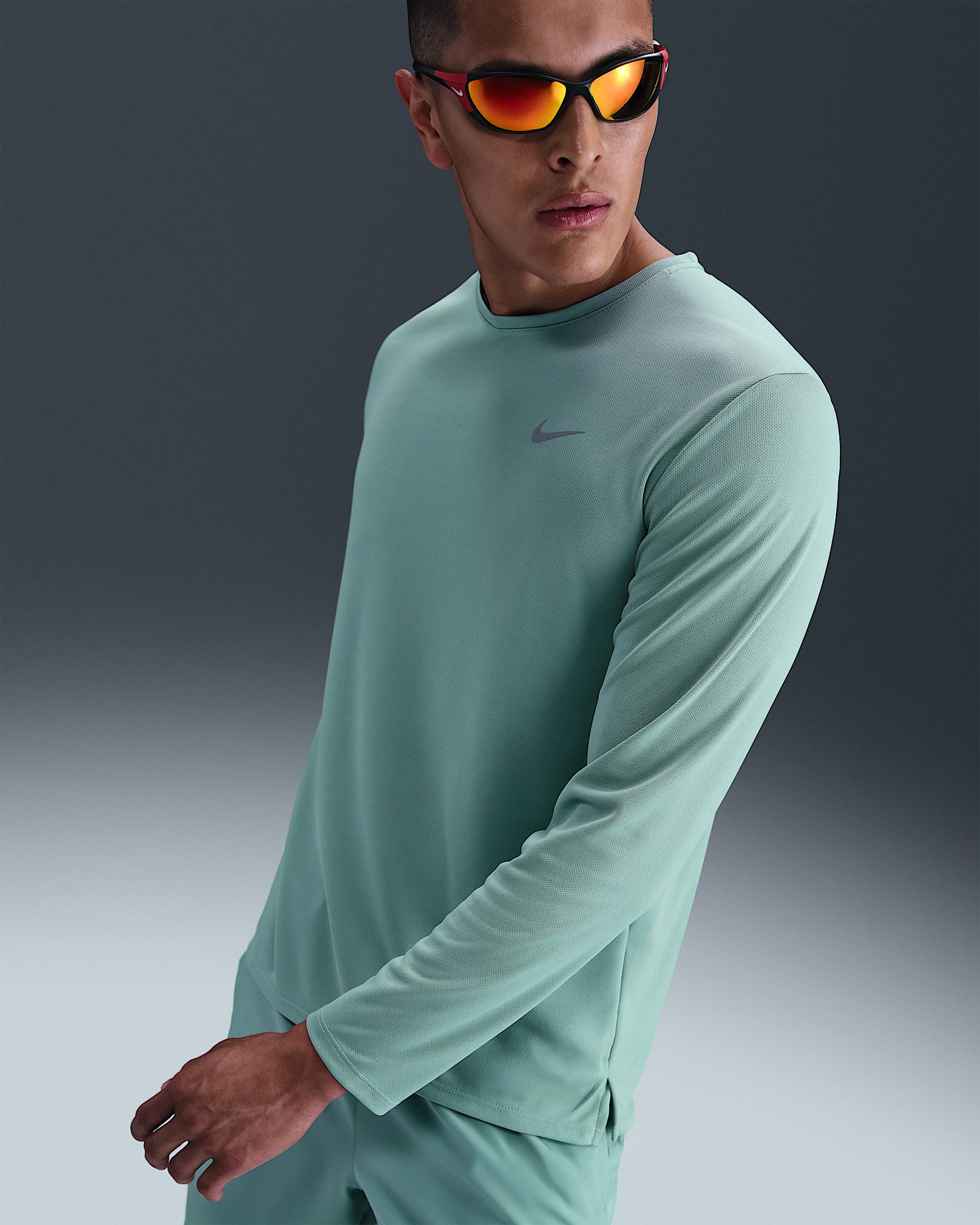 Nike Miler Men's Dri-FIT UV Long-Sleeve Running Top - Cannon