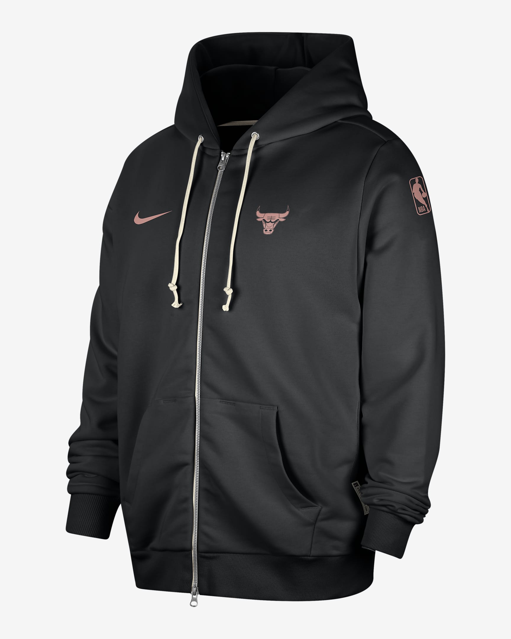 Męska bluza z kapturem i zamkiem na całej długości Nike Dri-FIT Chicago Bulls Standard Issue - Czerń/Pale Ivory/Red Stardust