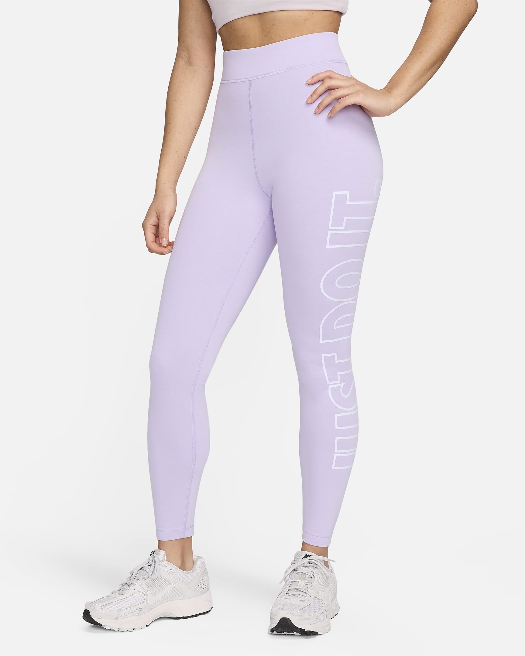 Leggings de tiro alto con gráficos para mujer Nike Sportswear Classics - Bruma violeta/Blanco