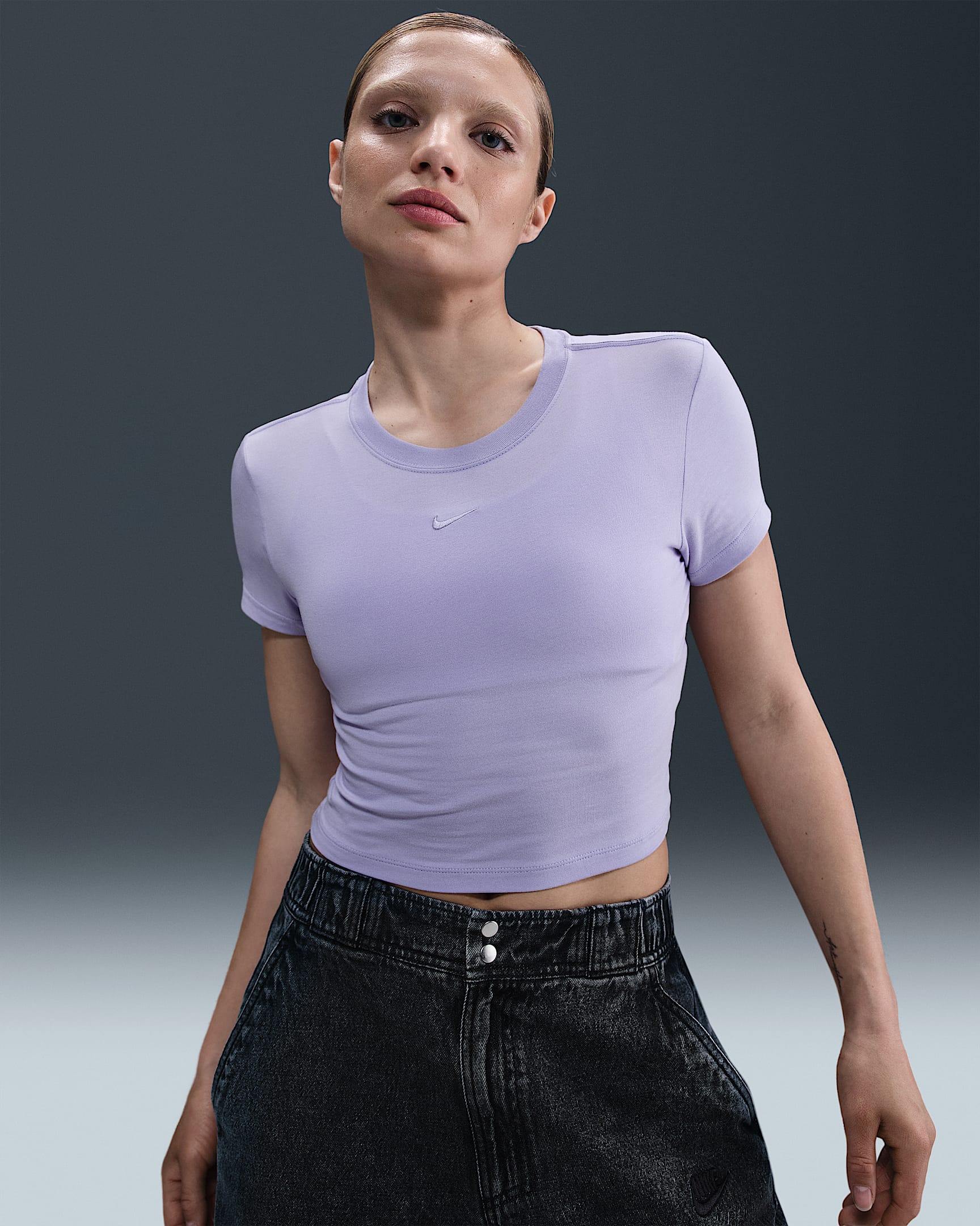 Playera cropped para mujer Nike Sportswear Chill Knit - Hielo lila