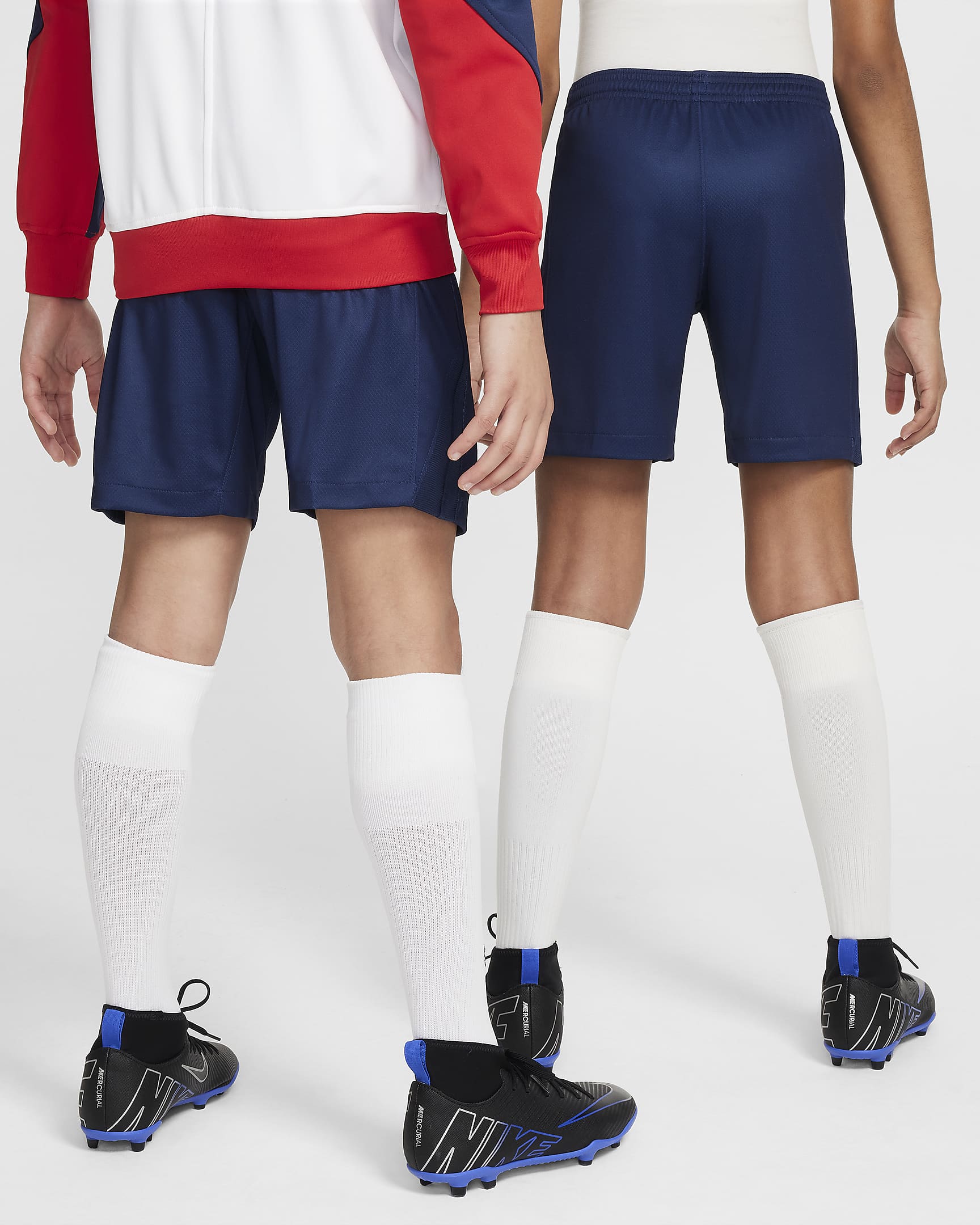 Paris Saint-Germain 2024/25 Stadium Home Nike Replika-Fußballshorts mit Dri-FIT-Technologie (ältere Kinder) - Midnight Navy/Weiß