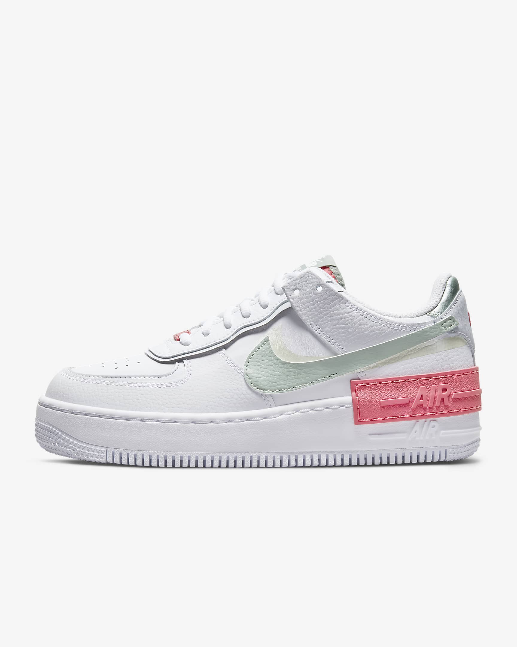 Nike Air Force 1 Shadow Tenis para mujer - Blanco/Espuma de mar/Rosa arcaico/Humo jade