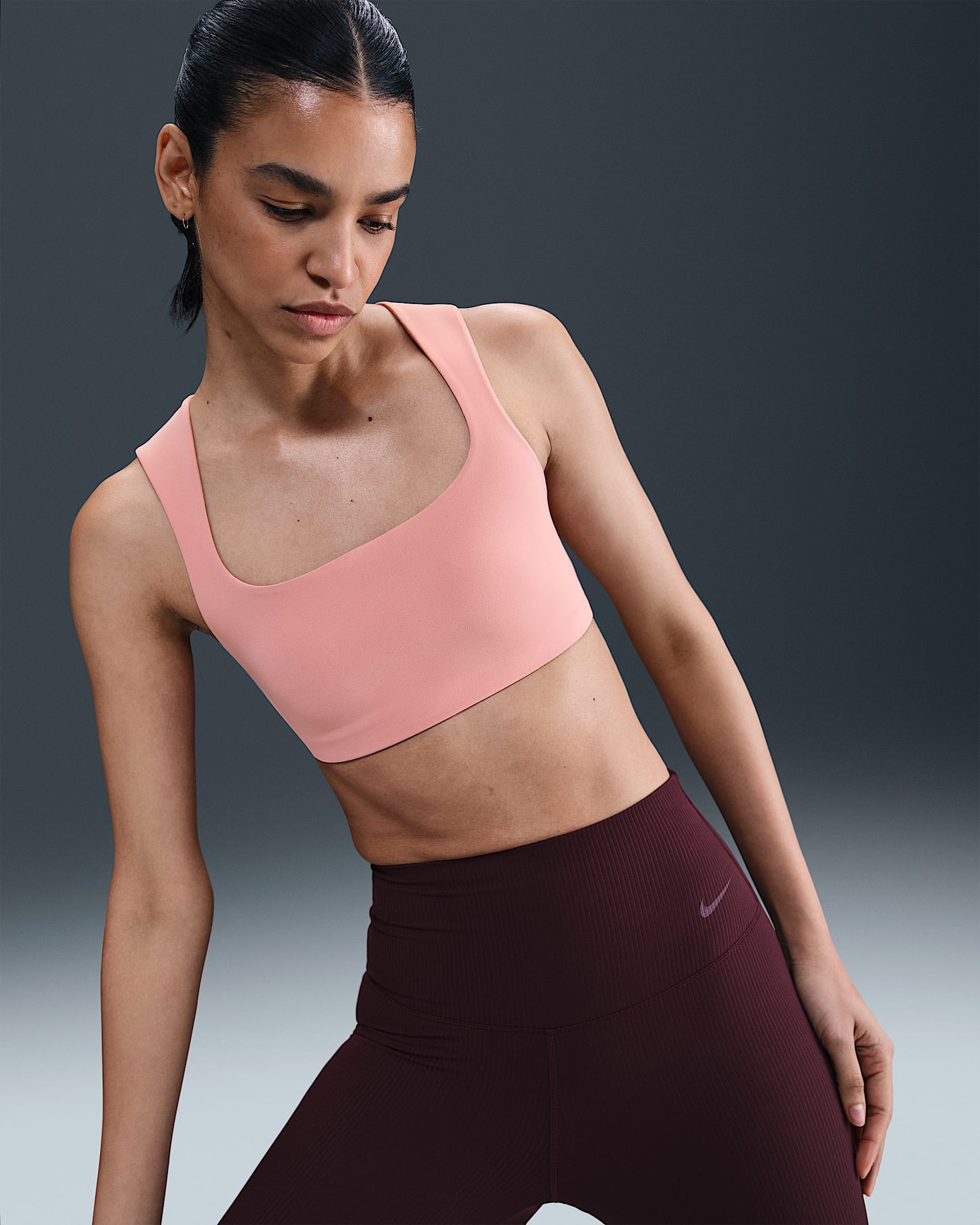 Nike Zenvy Women's Light-Support Lightly Lined Sports Bra - Rust Pink/White