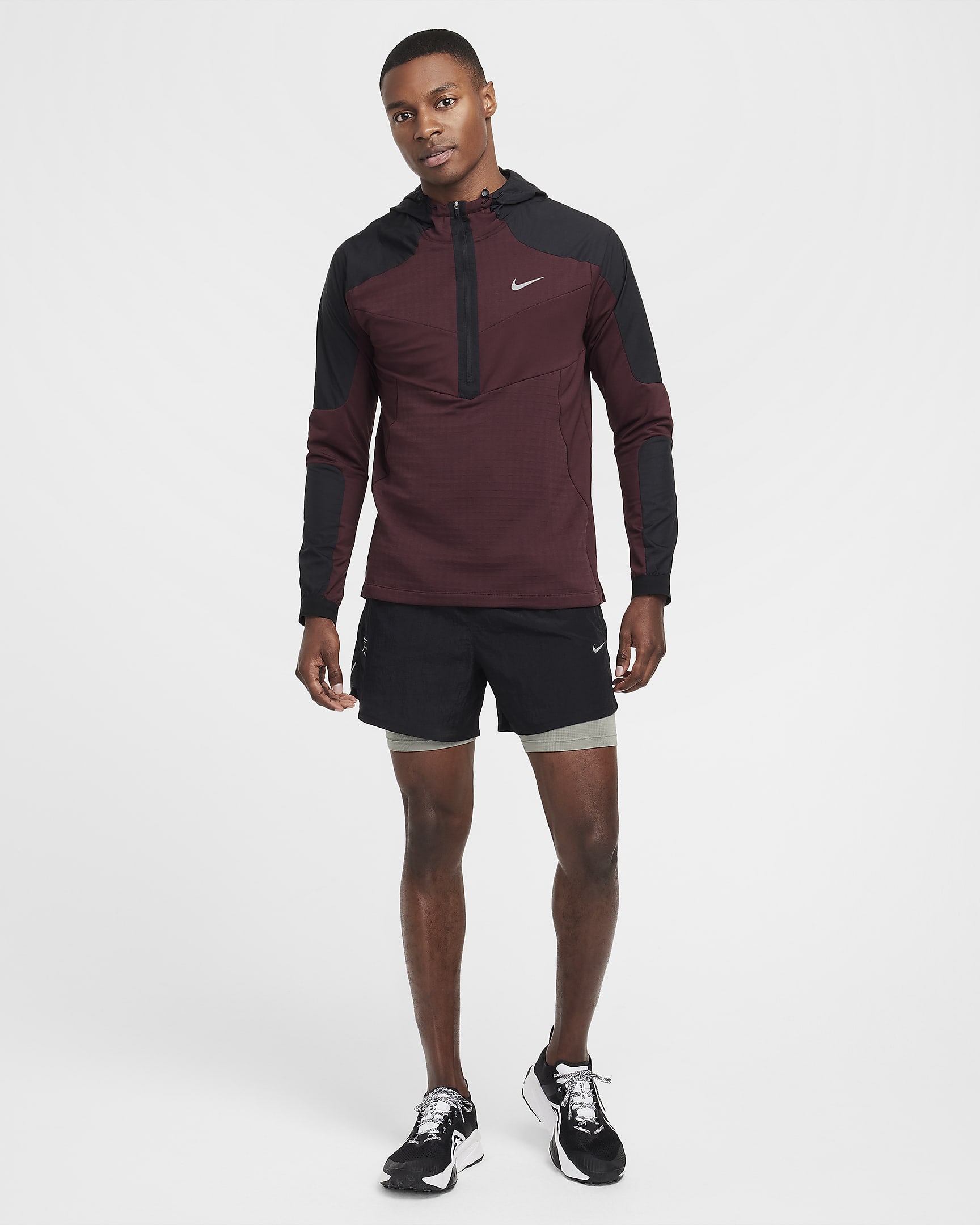 Nike Men's Long-Sleeve Running Top - Burgundy Crush/Black/Black