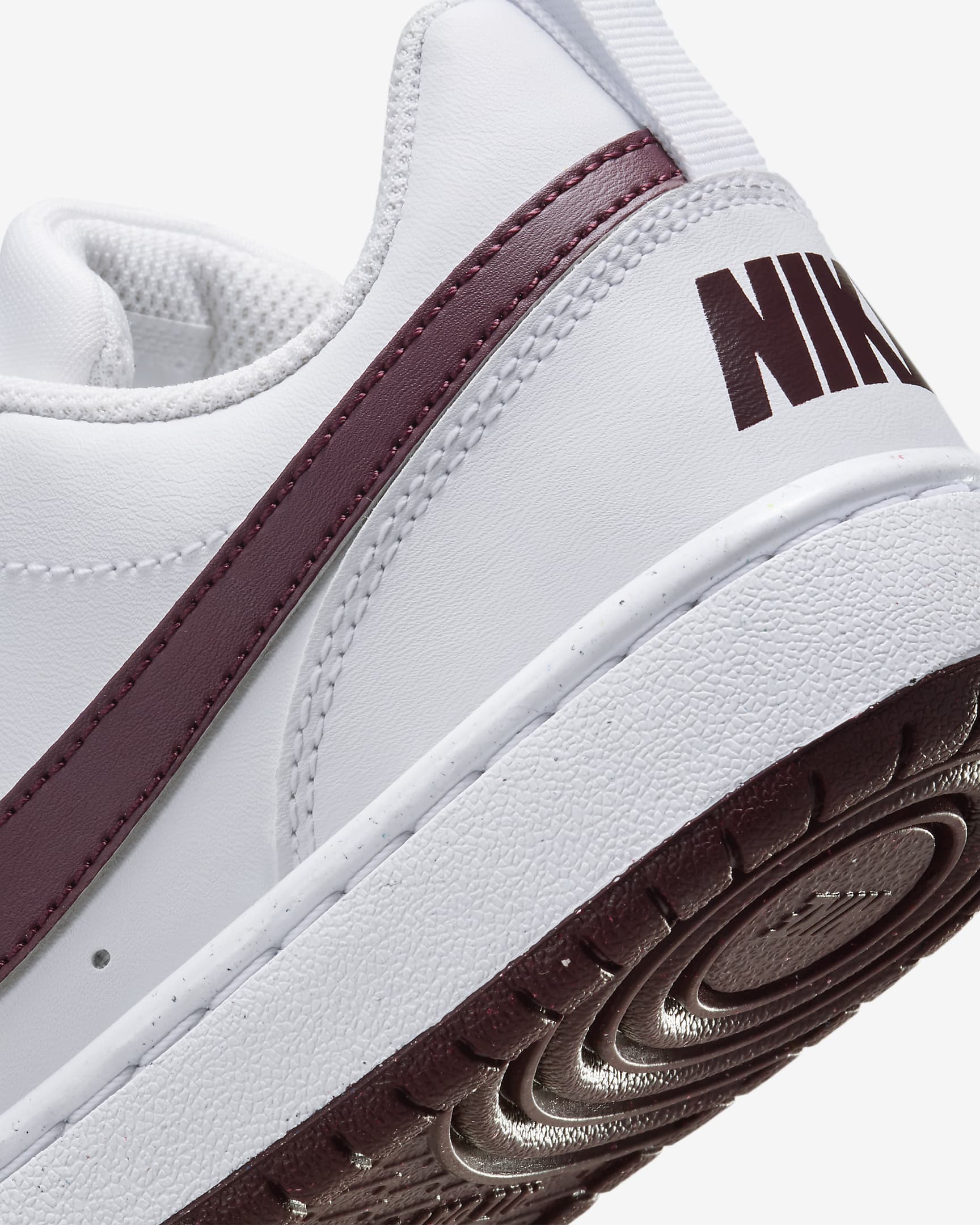 Nike Court Borough 低筒 Recraft 大童鞋款 - 白色/Burgundy Crush