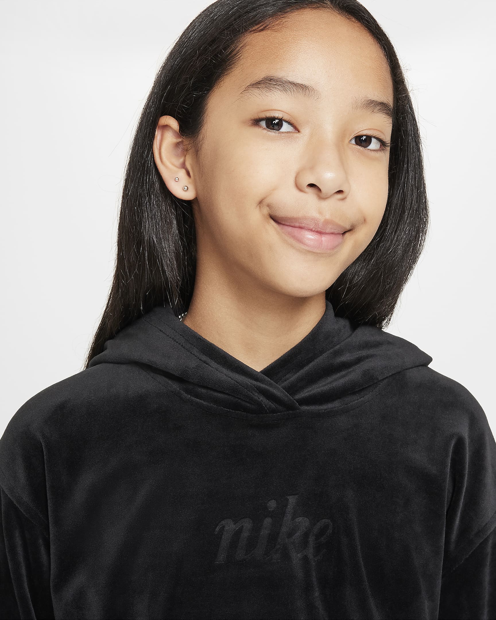 Nike Sportswear Girls' Pullover Hoodie - Black/Anthracite