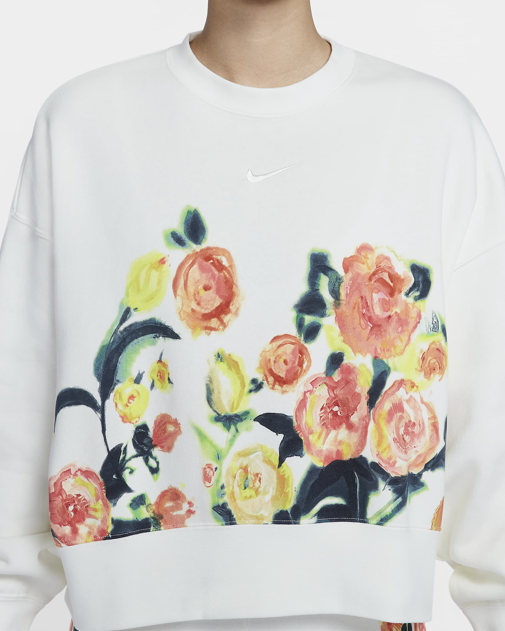 เสื้อวอร์มคอกลมขนาดโอเวอร์-โอเวอร์ไซส์ Nike Sportswear Phoenix Fleece Women's Artist Collection - Sail/Sail