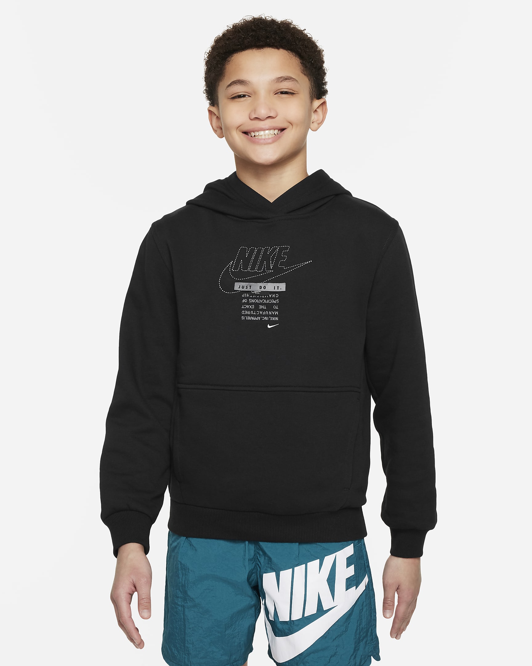 Nike Sportswear Club Big Kids' Pullover Hoodie - Black/Smoke Grey
