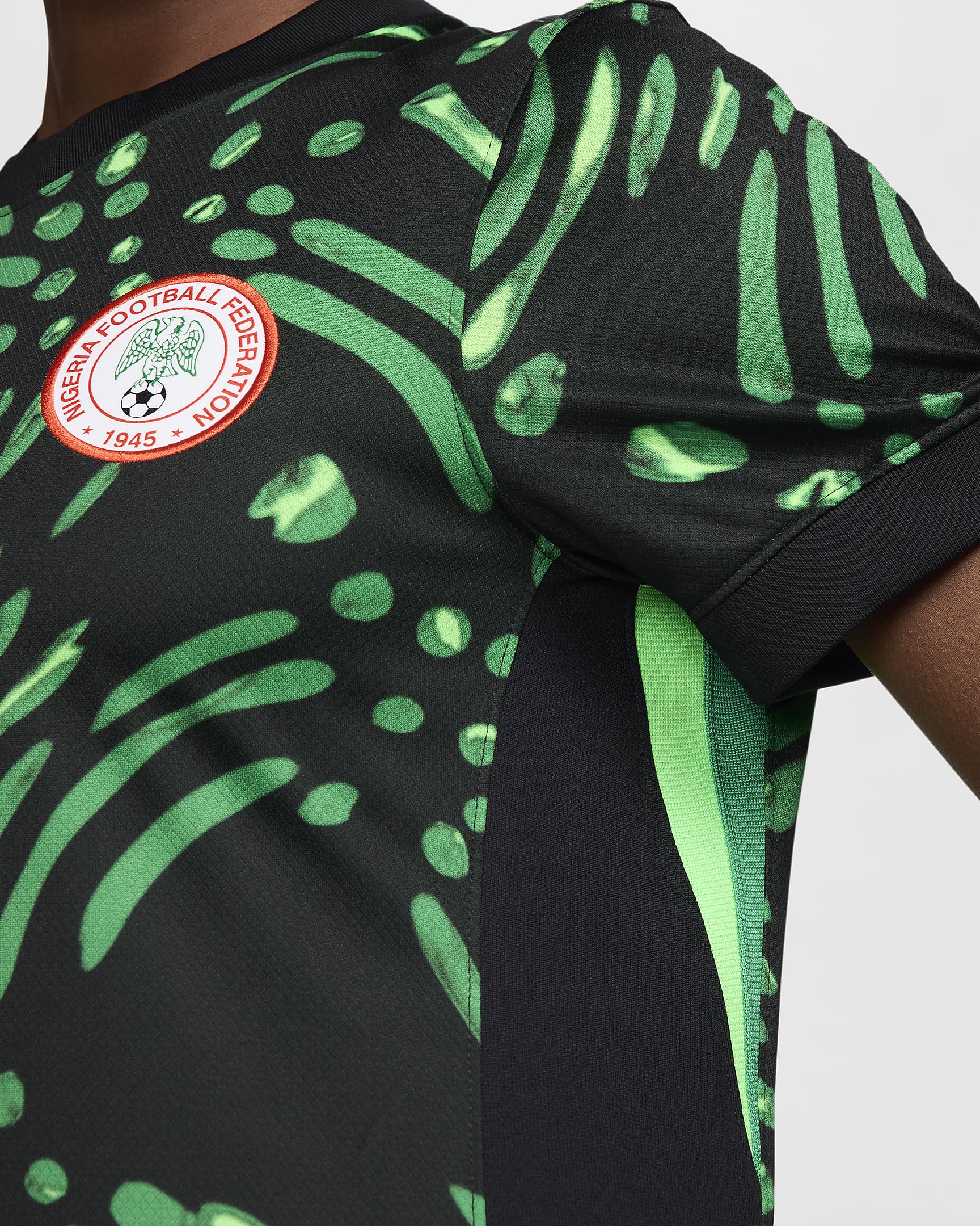 Nigeria (Women's Team) 2024/25 Stadium Away Women's Nike Dri-FIT Football Replica Shirt - Black/Lucky Green/White