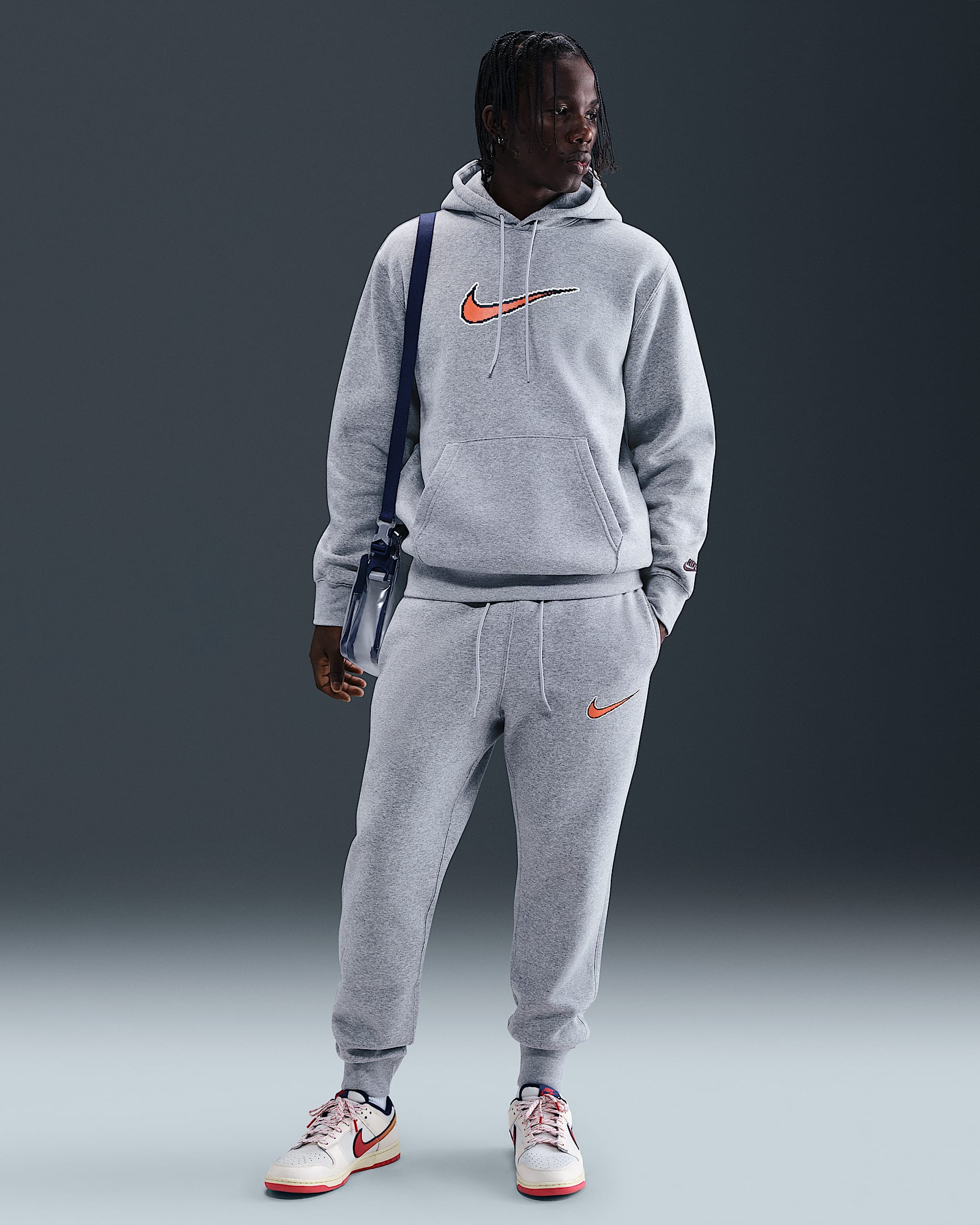 Nike Sportswear Club Men's Fleece Joggers - Dark Grey Heather/Light Smoke Grey/Black