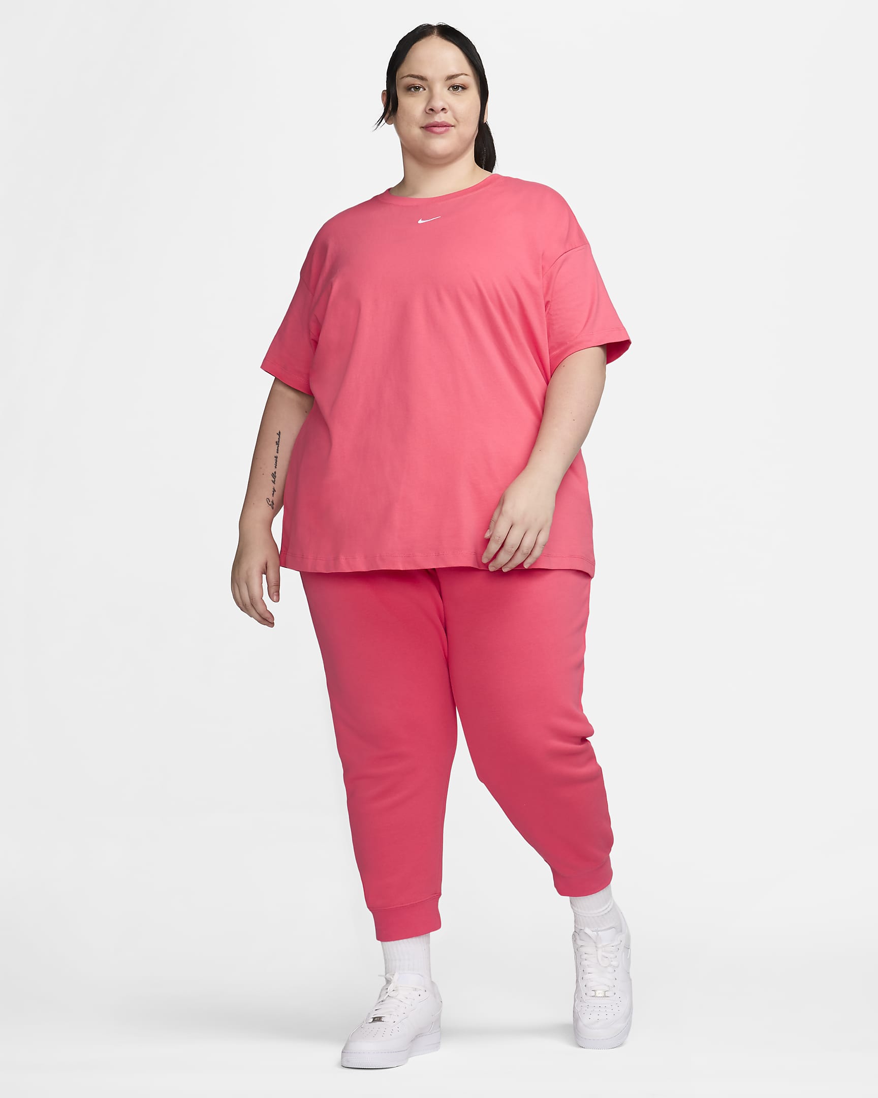 Nike Sportswear Essential Women's T-Shirt (Plus size) - Aster Pink/White