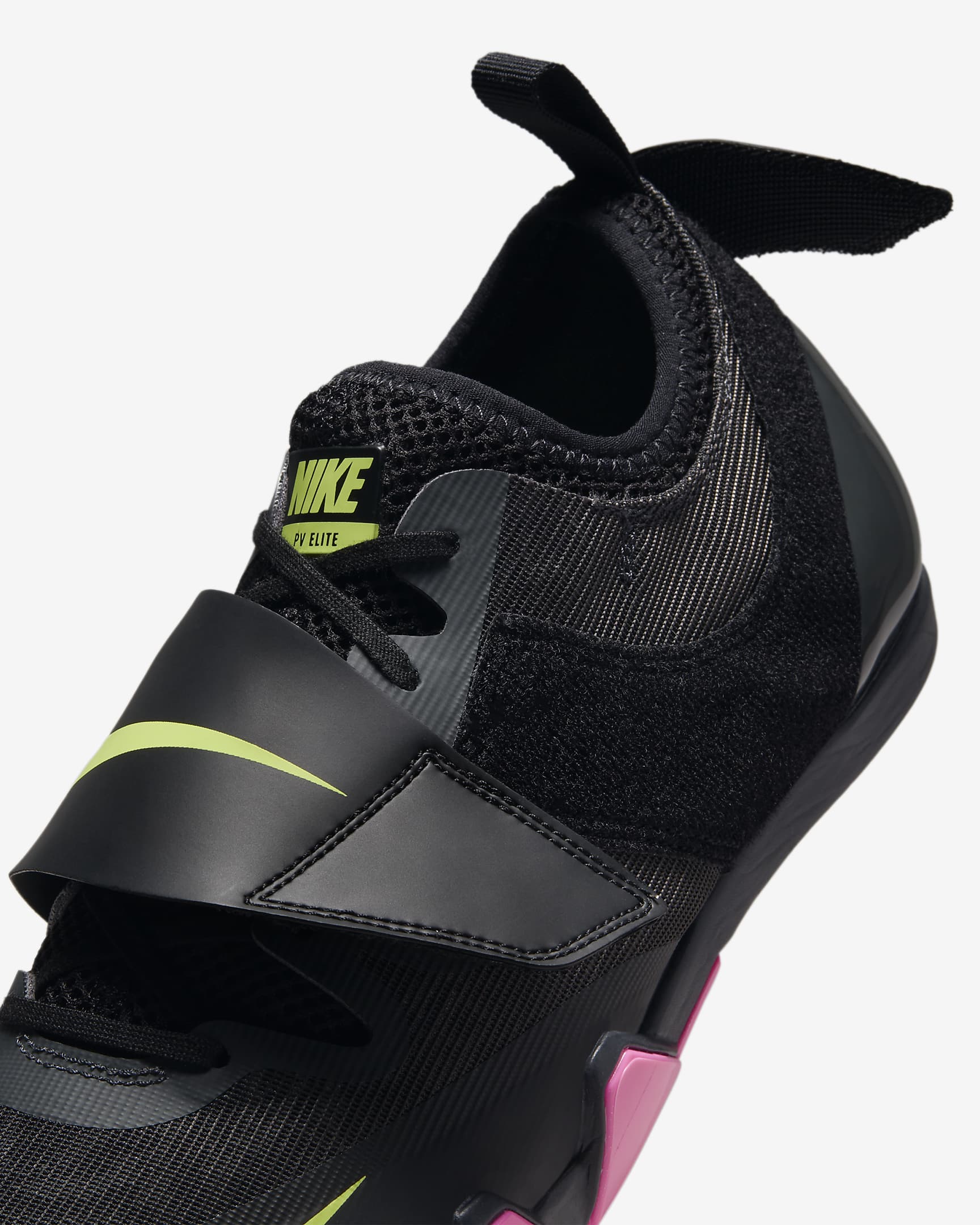 Tenis de clavos para salto y atletismo Nike Pole Vault Elite - Antracita/Negro/Toque de limón claro/Rosa feroz