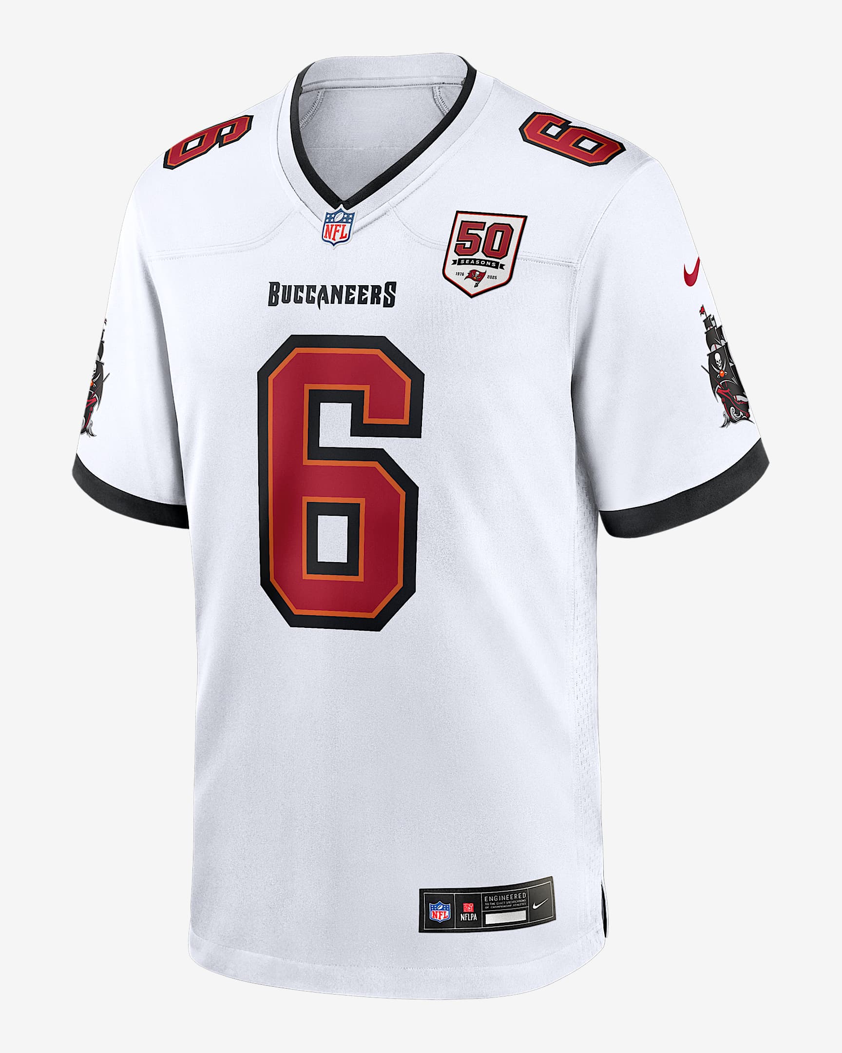 Jersey Nike de la NFL Game para hombre Baker Mayfield Tampa Bay Buccaneers 50th Anniversary - Blanco