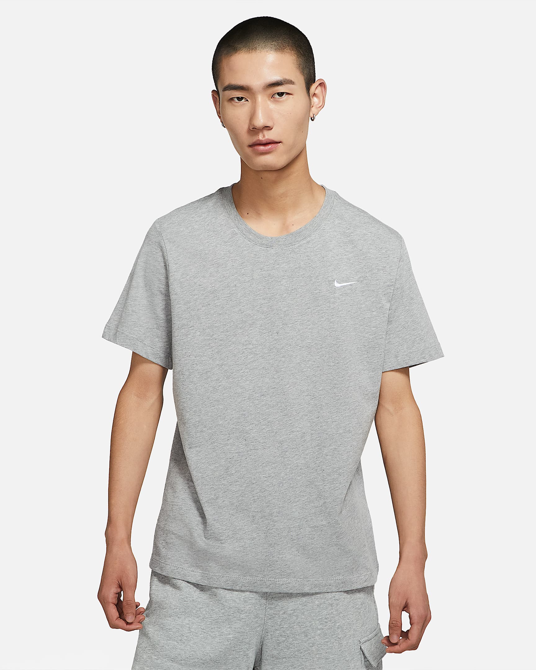 ナイキ スポーツウェア スウッシュ メンズ Tシャツ - ダークグレーヘザー/ホワイト
