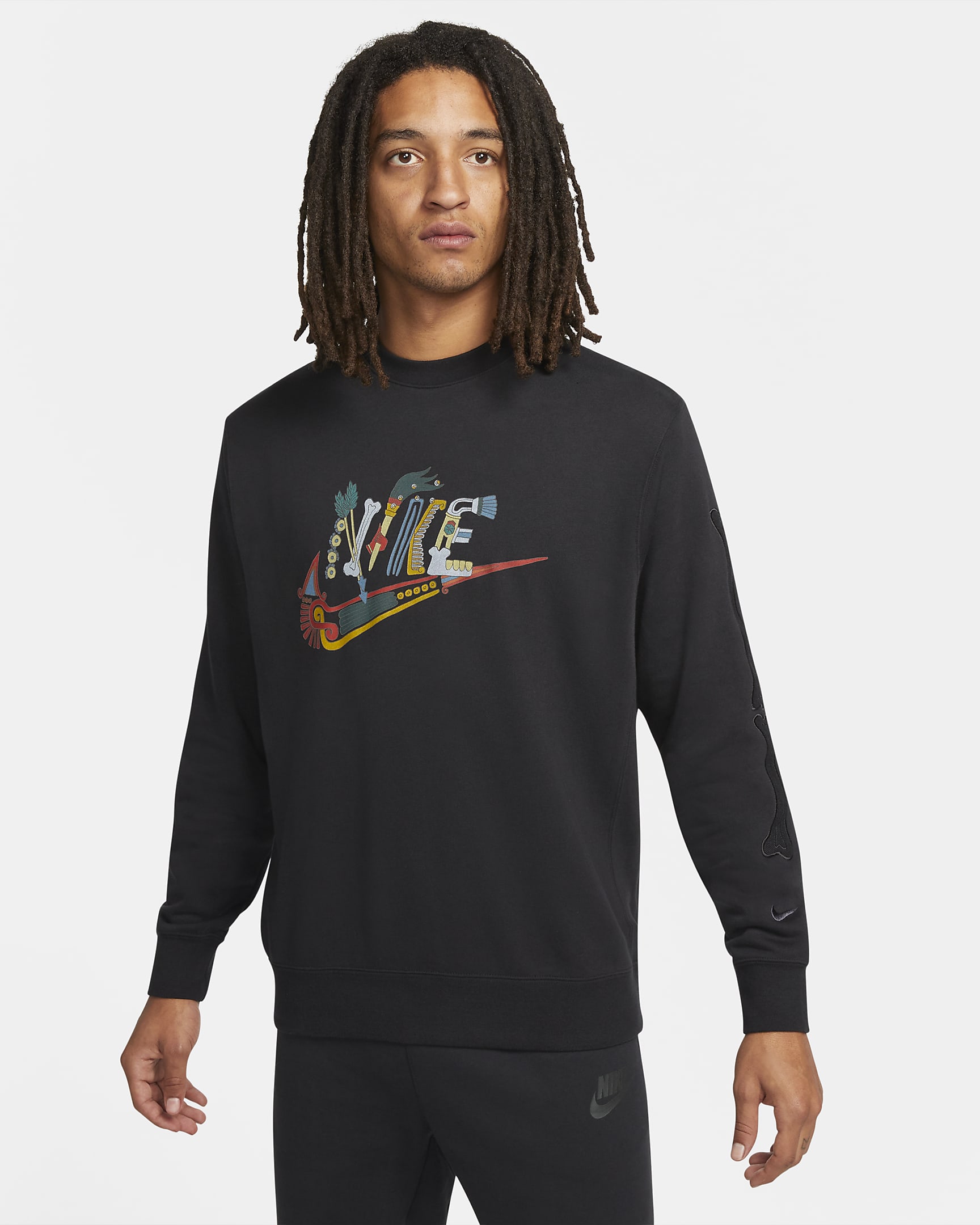 Nike Sportswear Club Men's French Terry Sweatshirt - Black/Green Noise