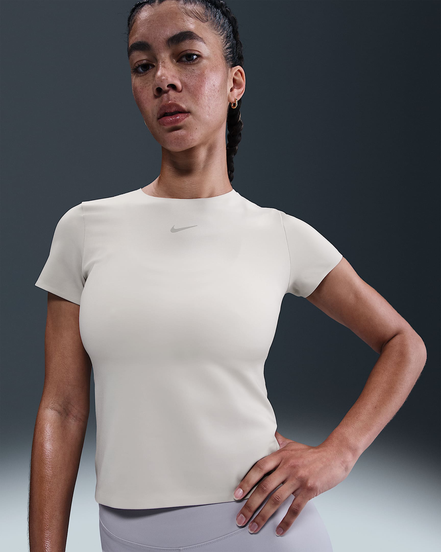 Nike Form Women's Short-Sleeve Top - Light Orewood Brown/Light Iron Ore