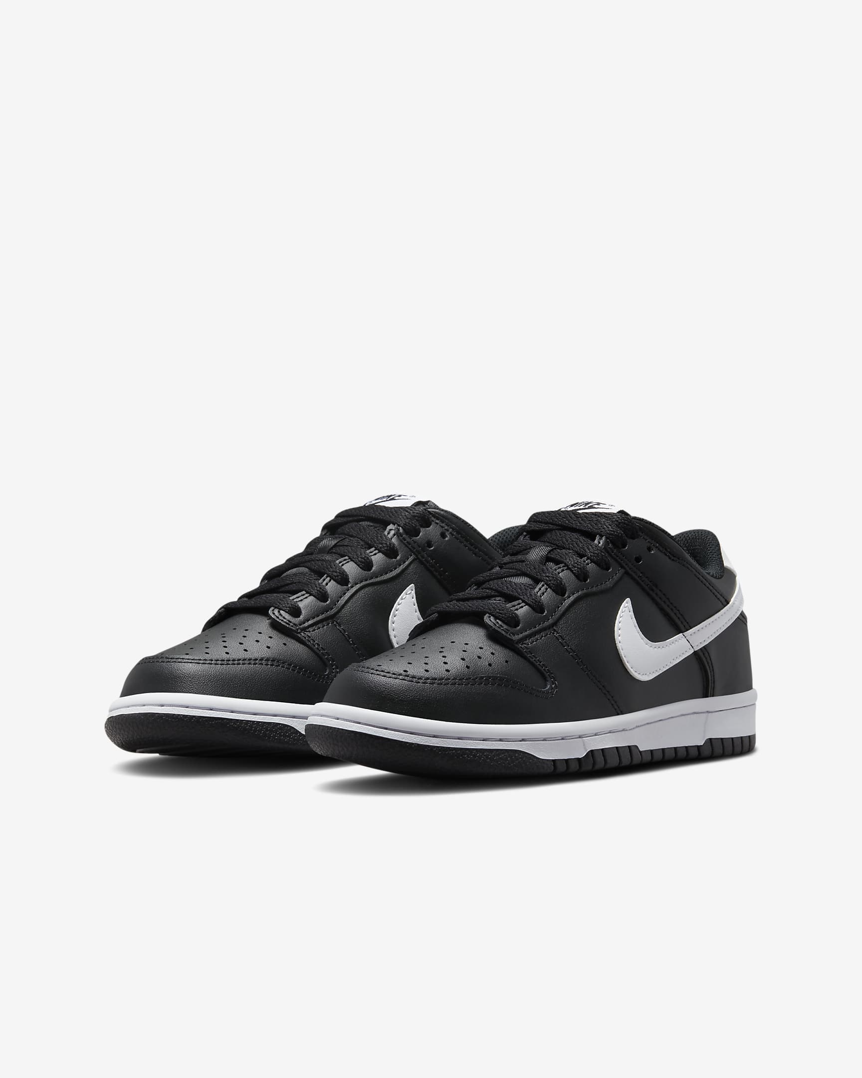 Nike Dunk Low Older Kids' Shoes - Black/Black/White/White