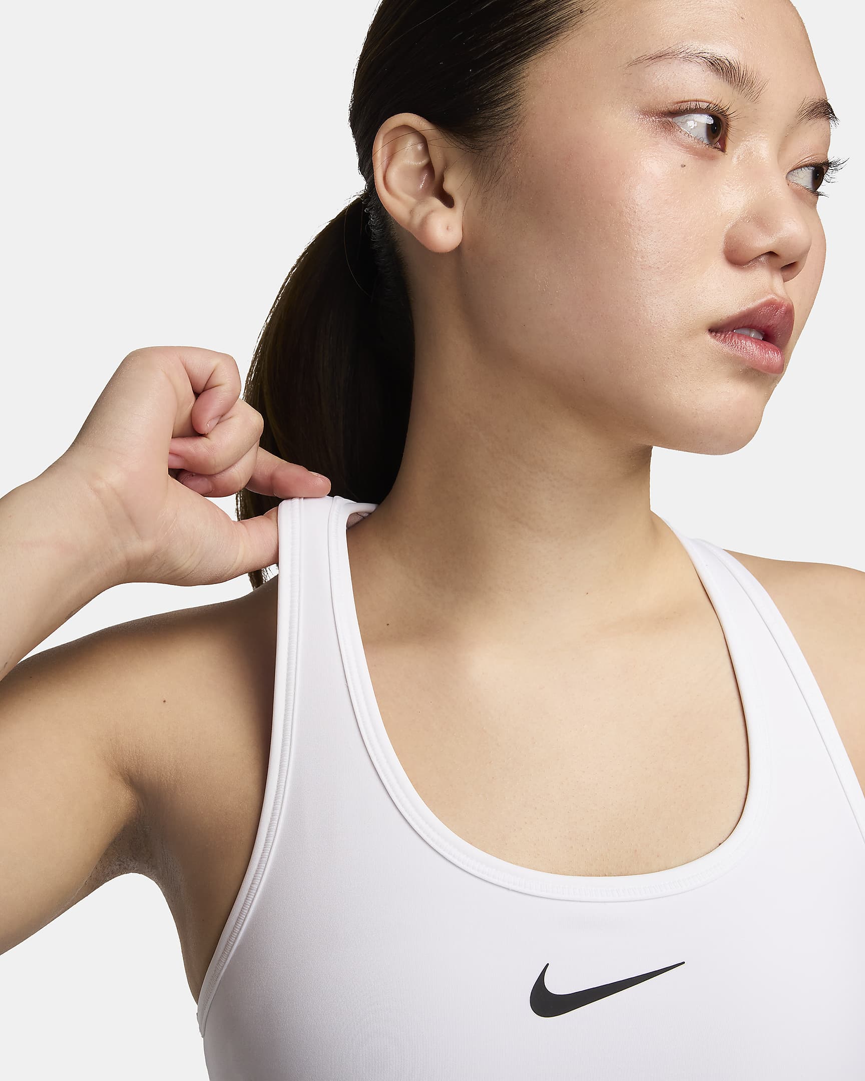 Nike Swoosh Medium-Support Women's Padded Longline Sports Bra - White/Stone Mauve/Black