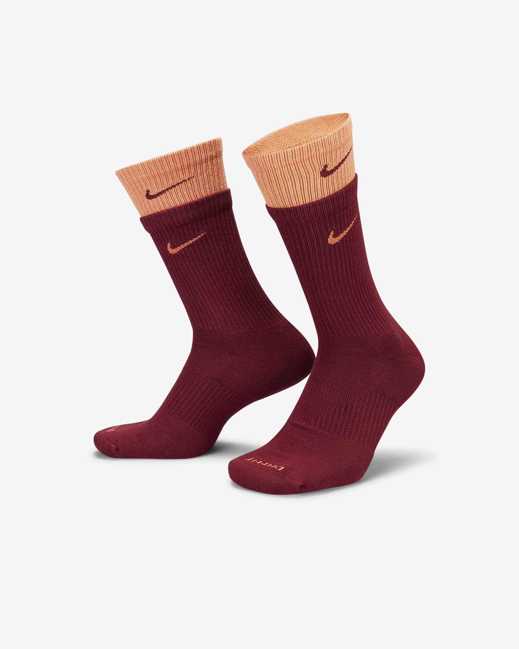 Nike Everyday Plus Cushioned Training Crew Socks - Dark Beetroot/Orange Trance/Orange Trance