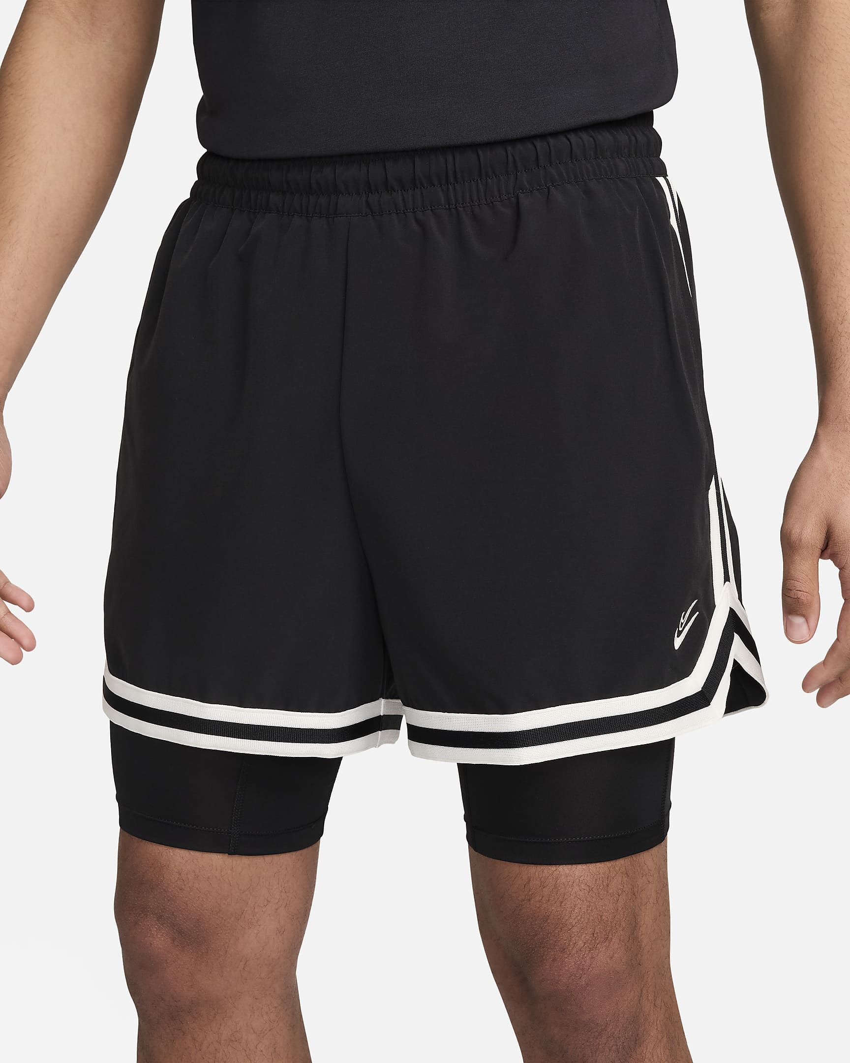 Shorts de básquetbol DNA 2 en 1 de 10 cm para hombre Kevin Durant - Negro/Negro/Vela