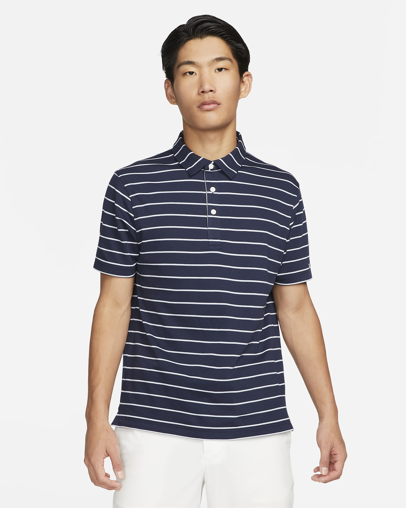 Nike Dri-FIT Player Men's Striped Golf Polo - Obsidian/Brushed Silver