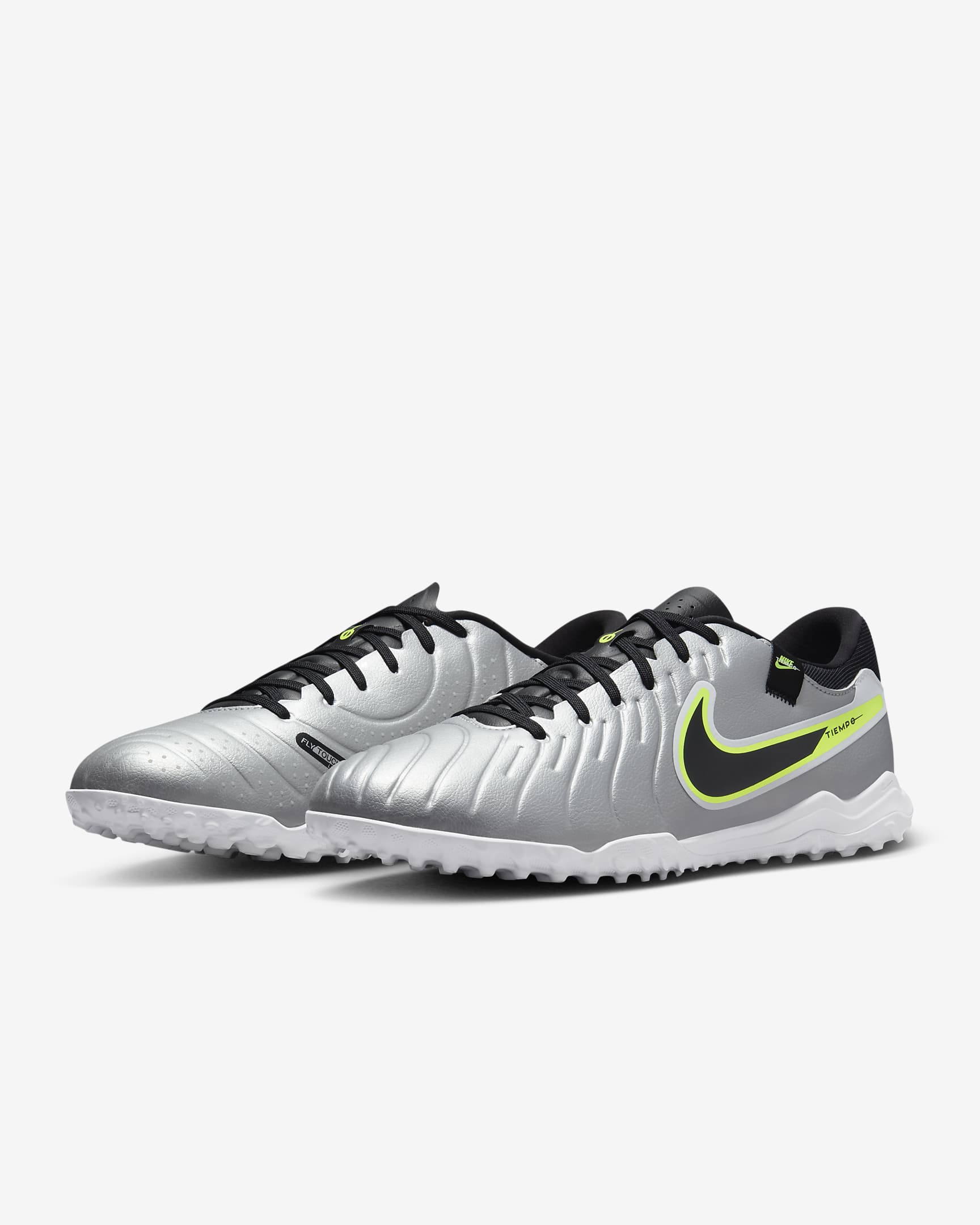 Nike Tiempo Legend 10 Academy Turf Low-Top Football Shoes - Metallic Silver/Volt/Black