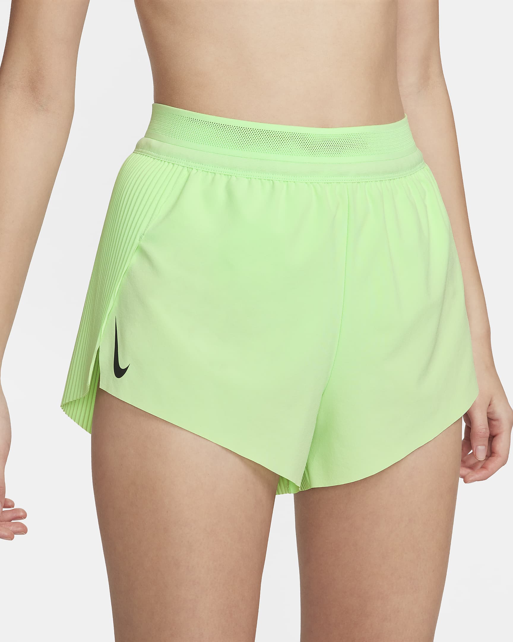 Shorts da running a vita media con slip foderati 8 cm Dri-FIT ADV Nike AeroSwift – Donna - Vapor Green/Nero