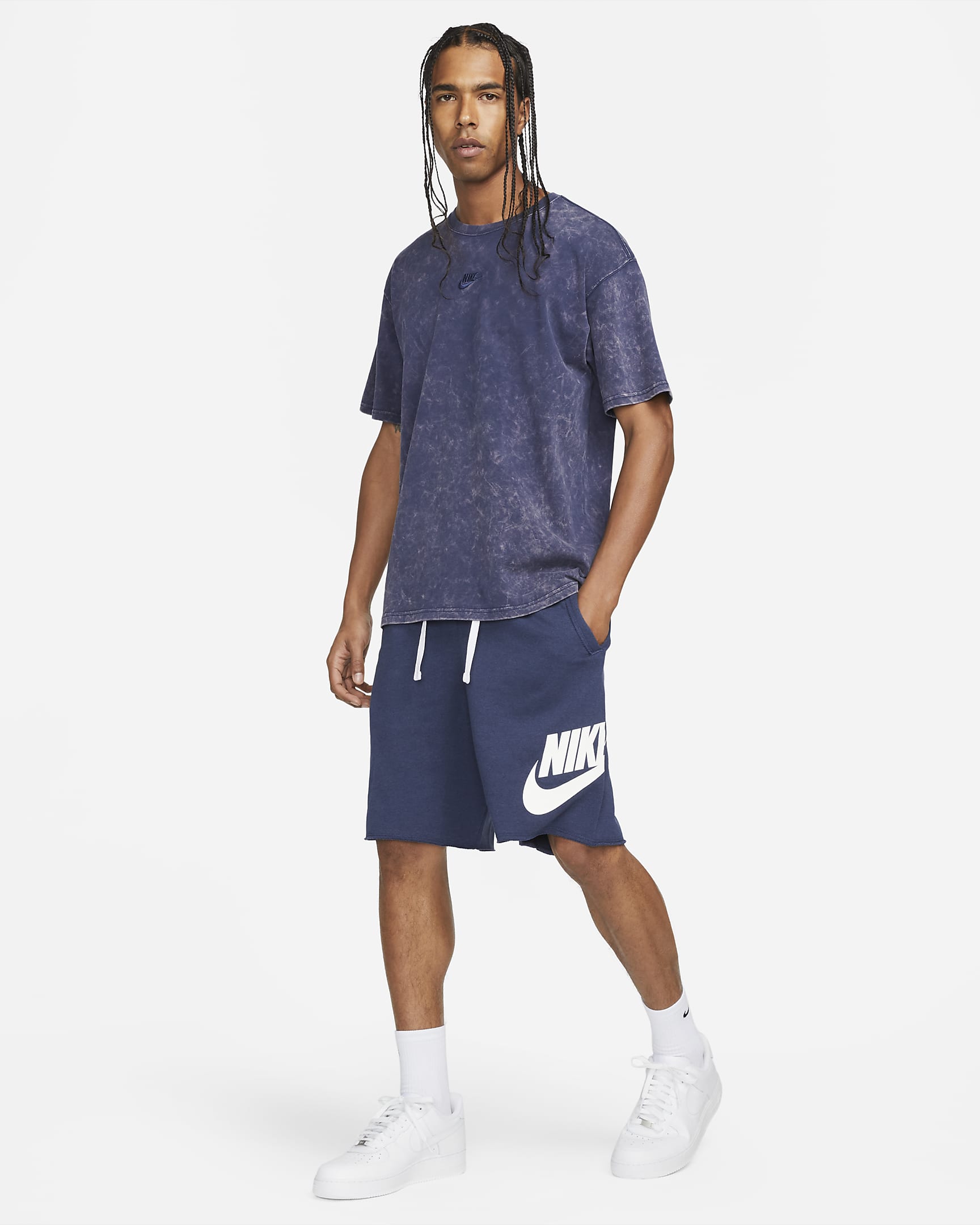 Short en molleton Nike Club Alumni pour homme - Midnight Navy/Blanc/Blanc