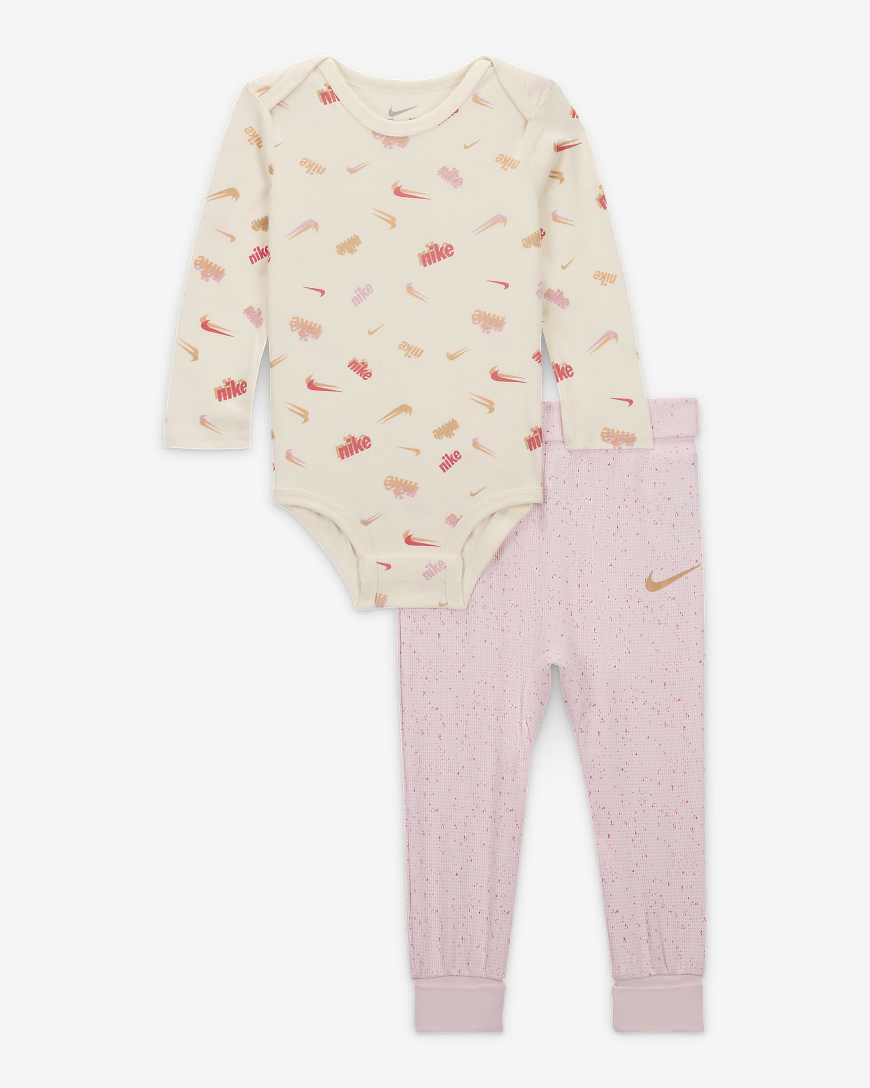 Conjunto de body con pants estampados para bebé (0 a 9 meses) Nike E1D1 - Espuma rosa