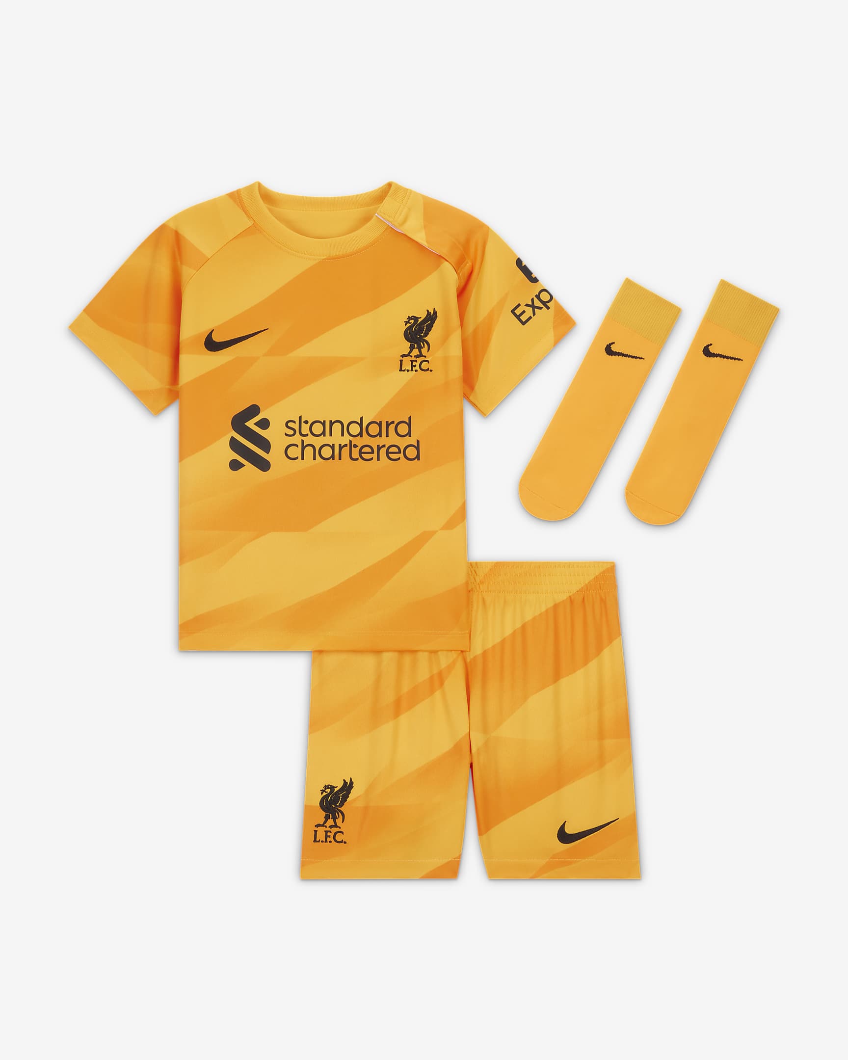 Liverpool F.C. 2023/24 Goalkeeper Baby/Toddler Nike DriFIT 3Piece Kit. Nike CH