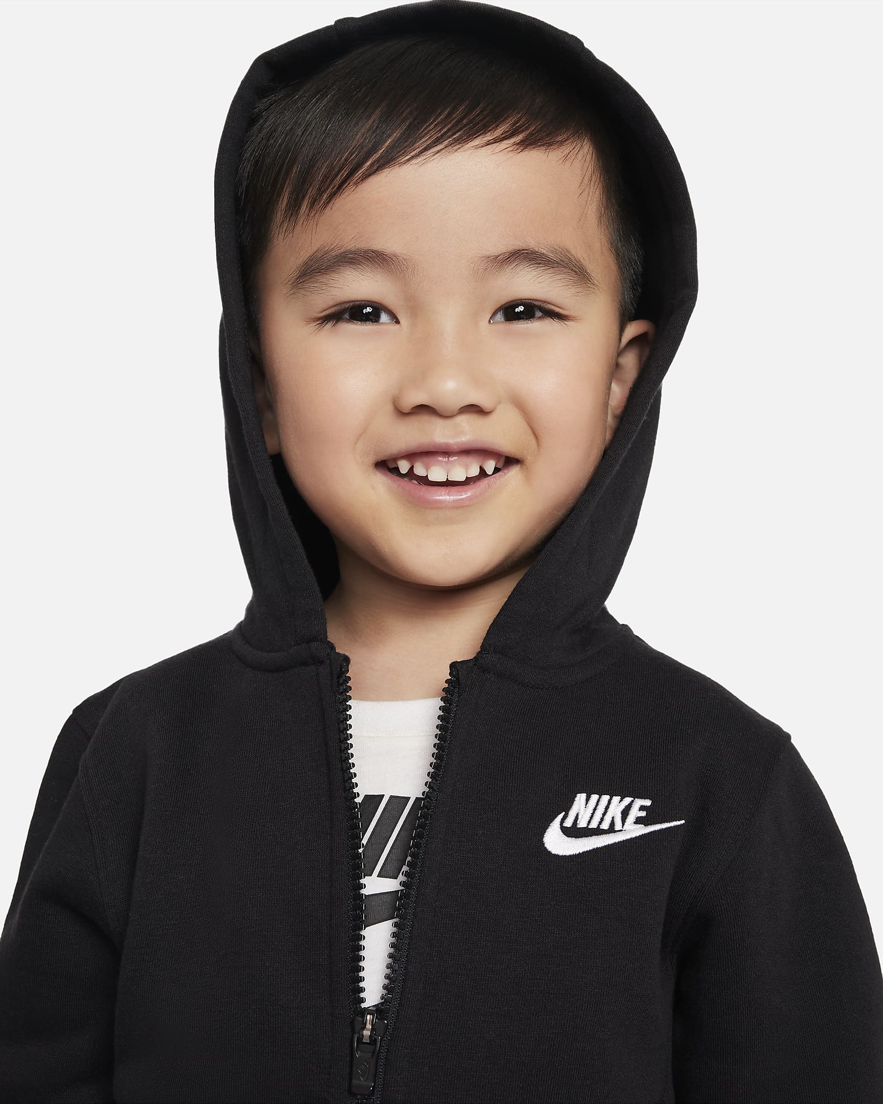 Sudadera con gorro de cierre completo para niño pequeño Nike Sportswear Club Fleece - Negro