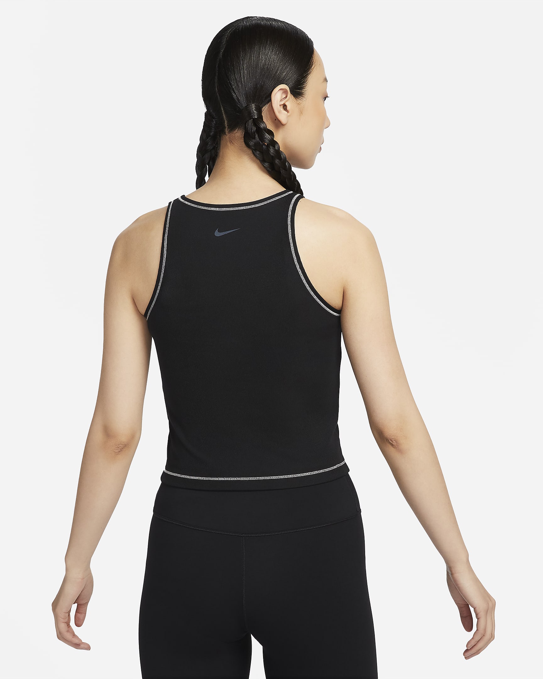 Nike One Fitted Women's Dri-FIT Ribbed Tank Top - Black/Light Orewood Brown