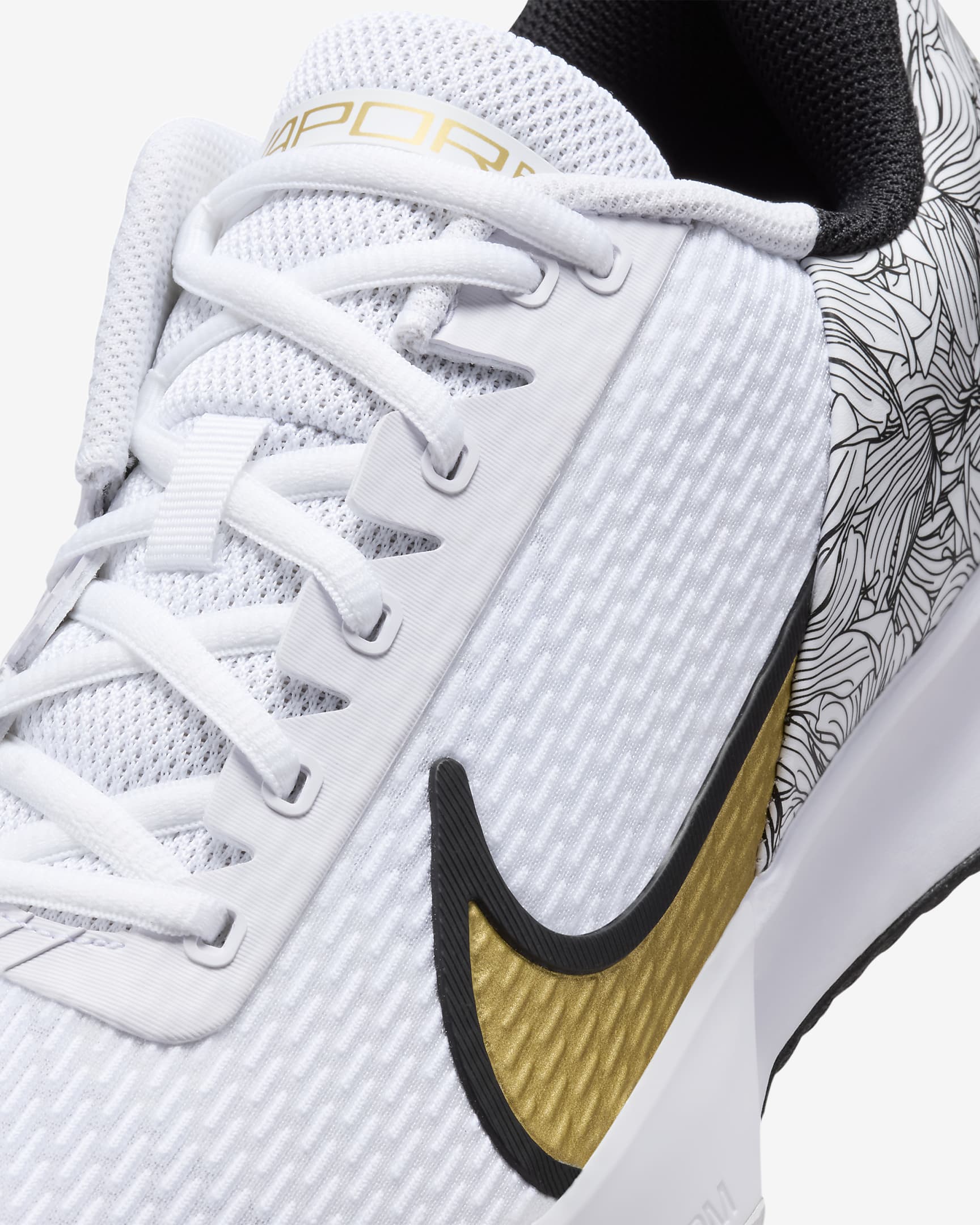 NikeCourt Vapor Pro 2 Magnolia Men's Hard Court Tennis Shoes - White/Black/Metallic Gold