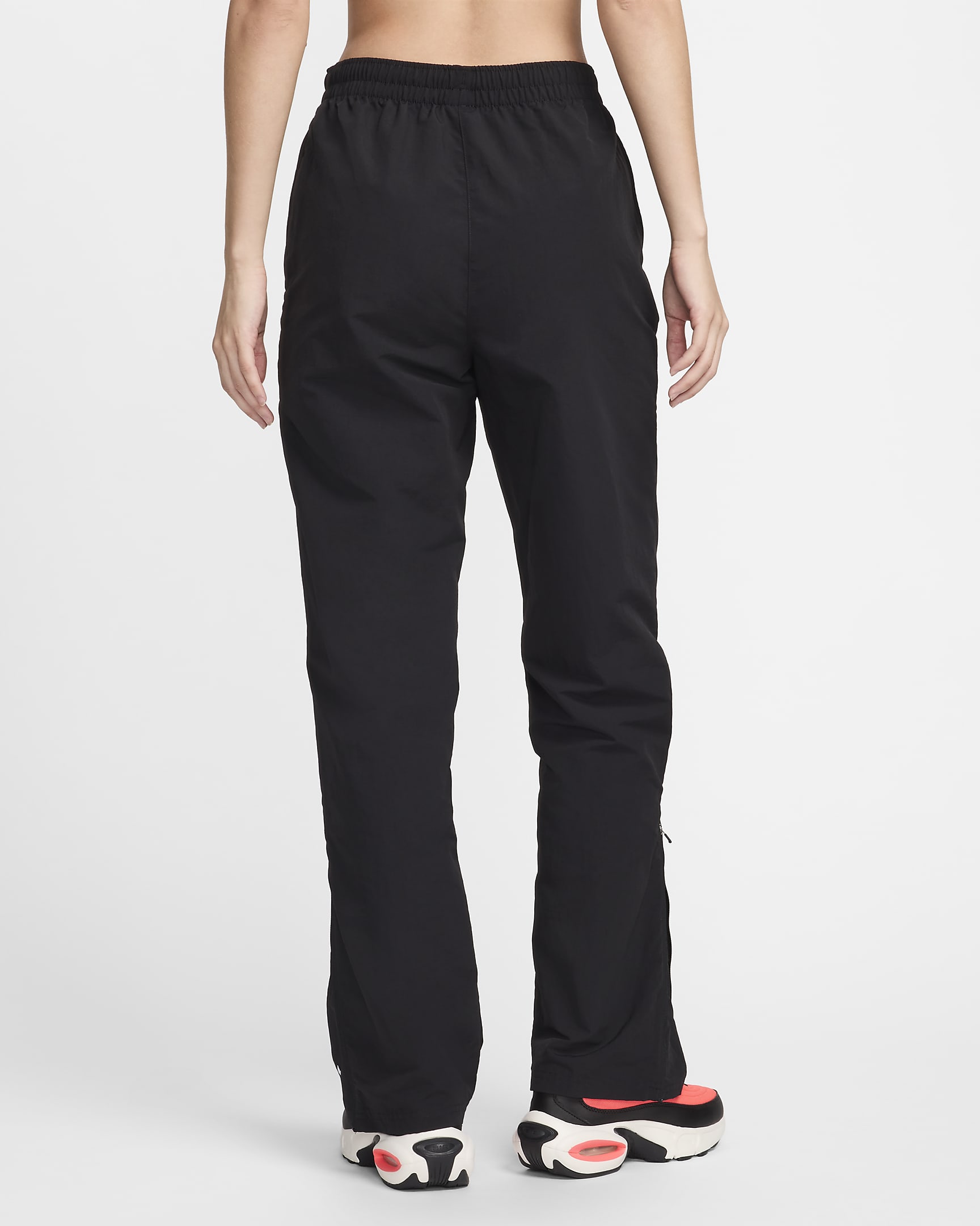 Nike Sportswear Essential Women's UV High-Waisted Open-Hem Zip Trousers - Black/White