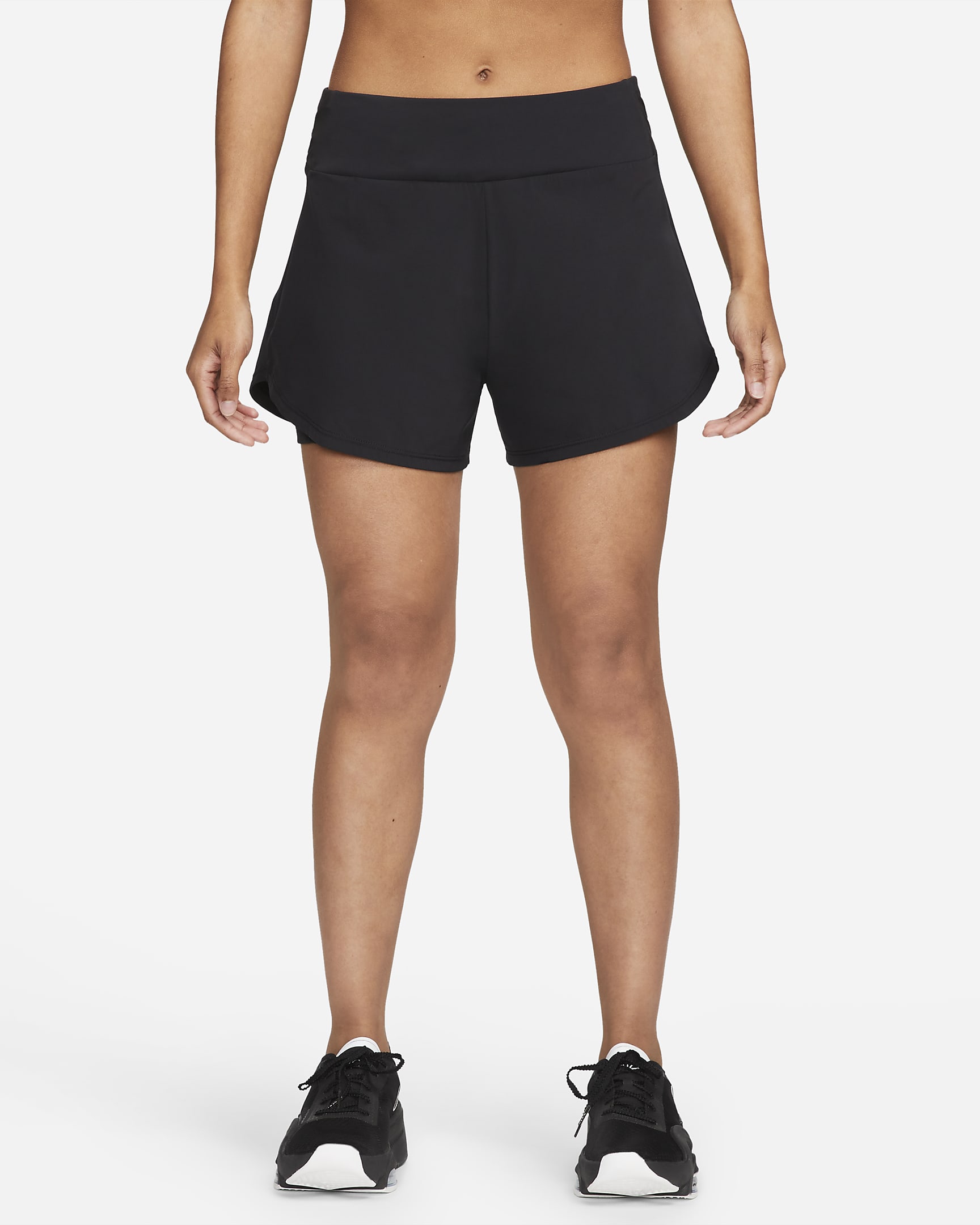 Nike Dri-FIT Bliss 2-in-1-Shorts mit mittelhohem Bund für Damen (ca. 7,5 cm) - Schwarz